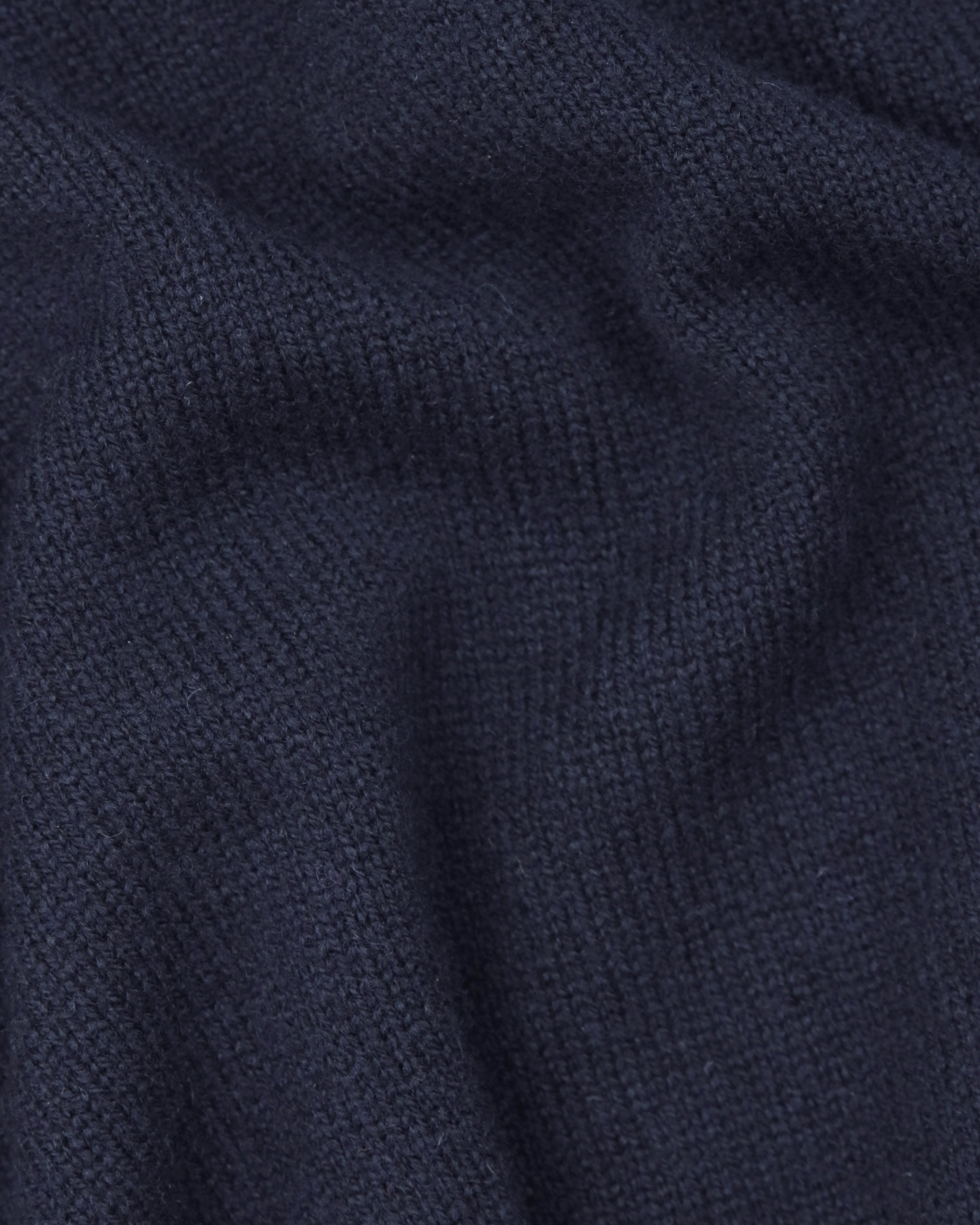 Navy Lambswool Quarter Zip-up Sweater