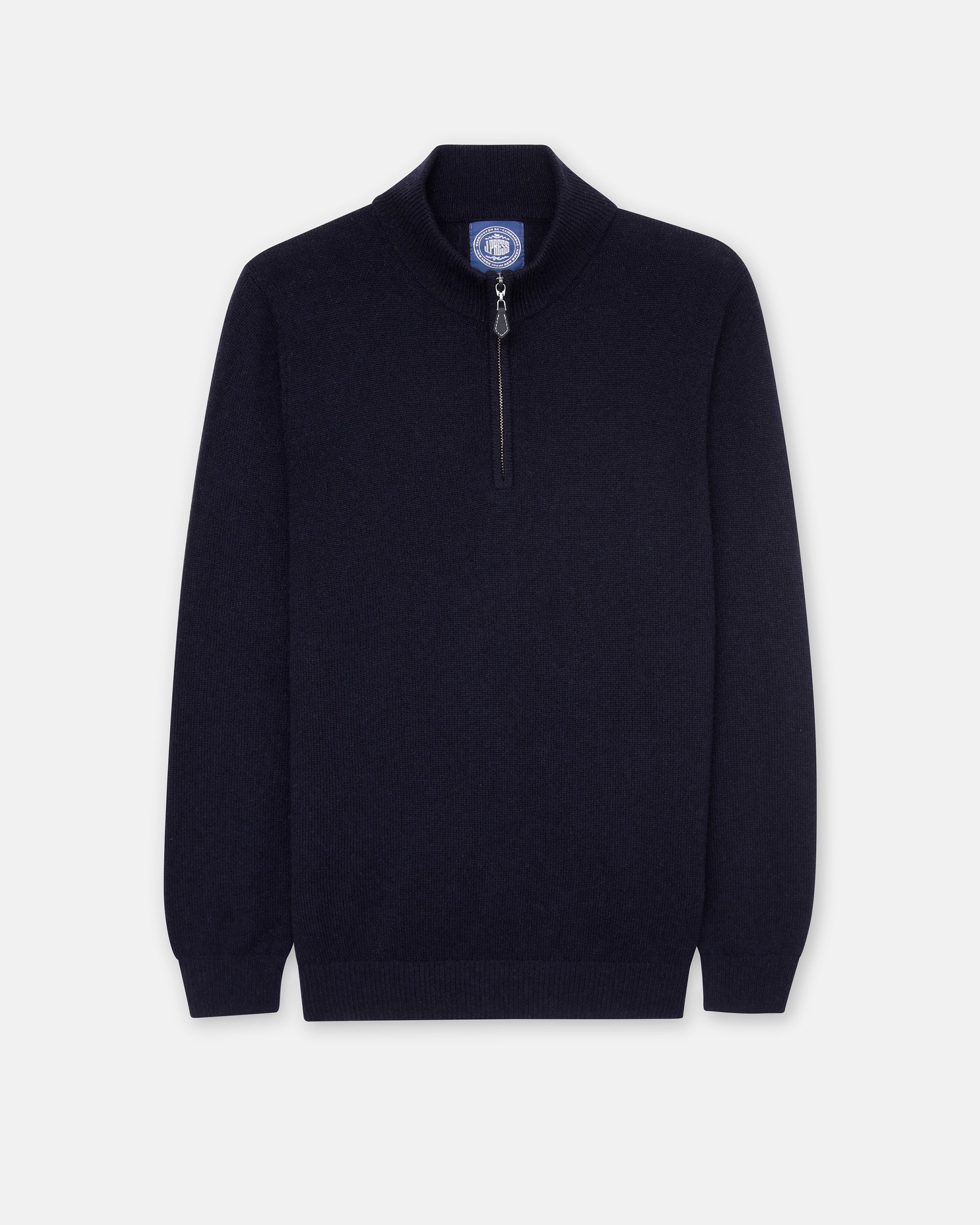 Navy Lambswool Quarter Zip-up Sweater