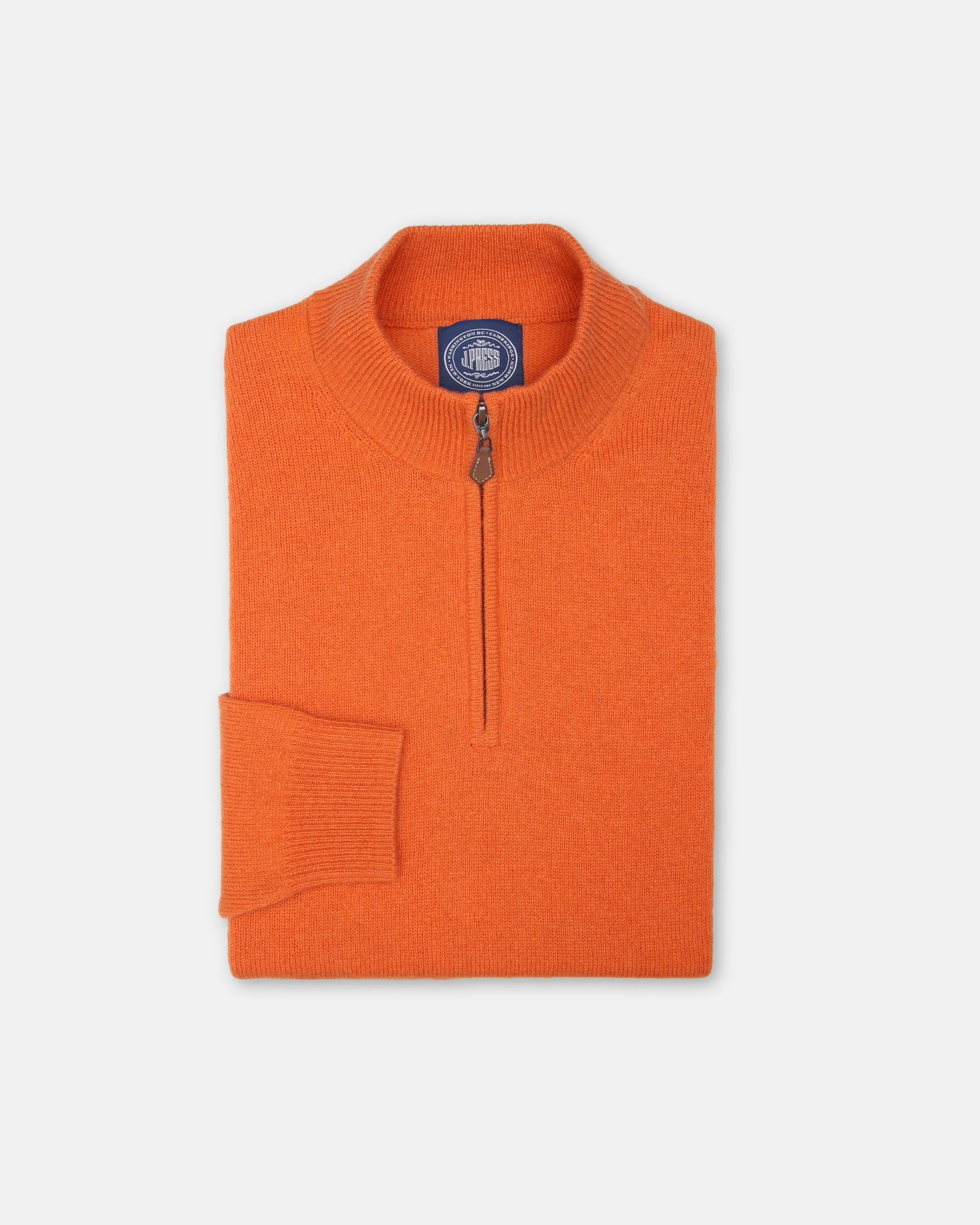 Orange Lambswool Quarter Zip-up Sweater