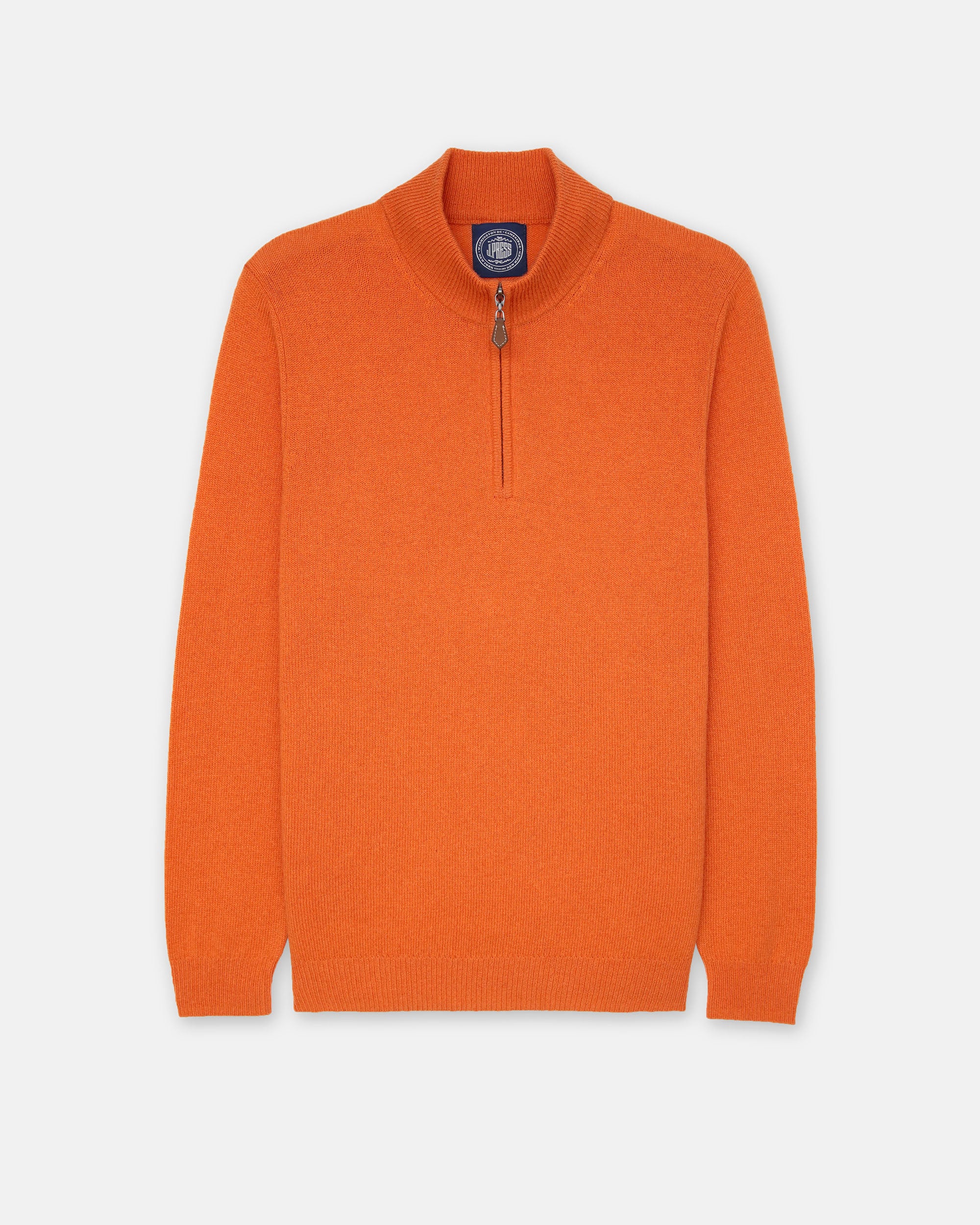 Orange Lambswool Quarter Zip-up Sweater