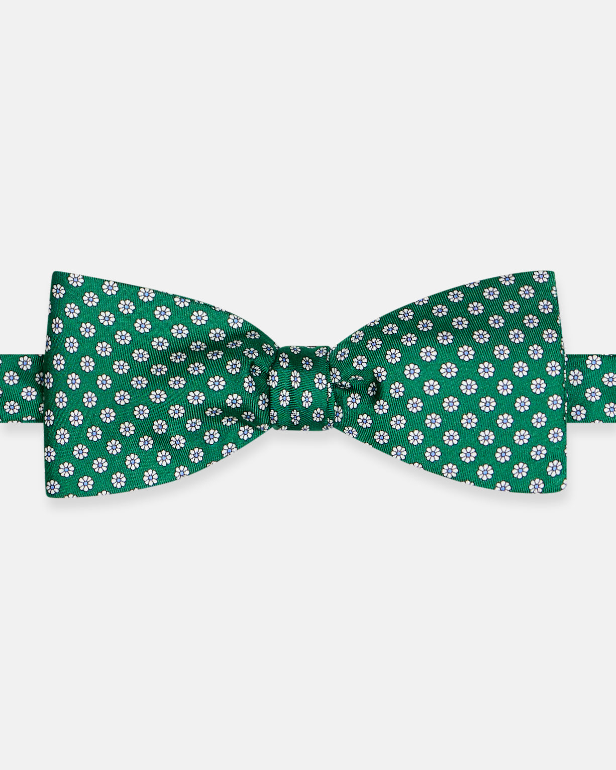 Made-in-England Green Printed Foulard Silk Bow Tie