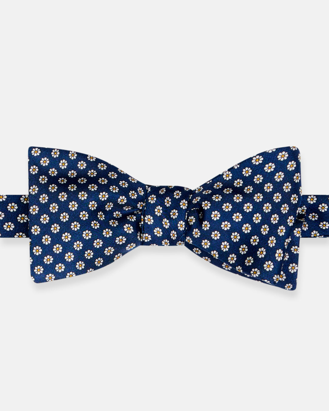 Made-in-England Navy Printed Foulard Silk Bow Tie