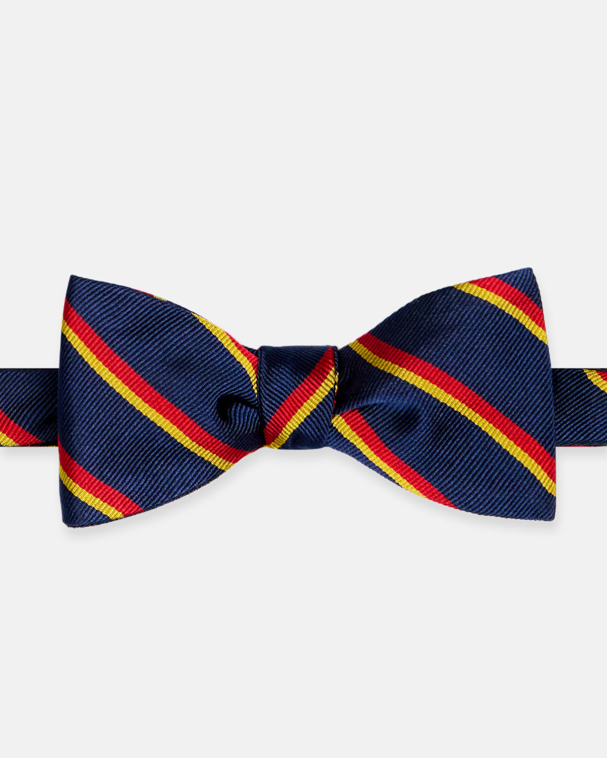 Made-in-England Navy, Red & Yellow Regimental Silk Repp Bow Tie
