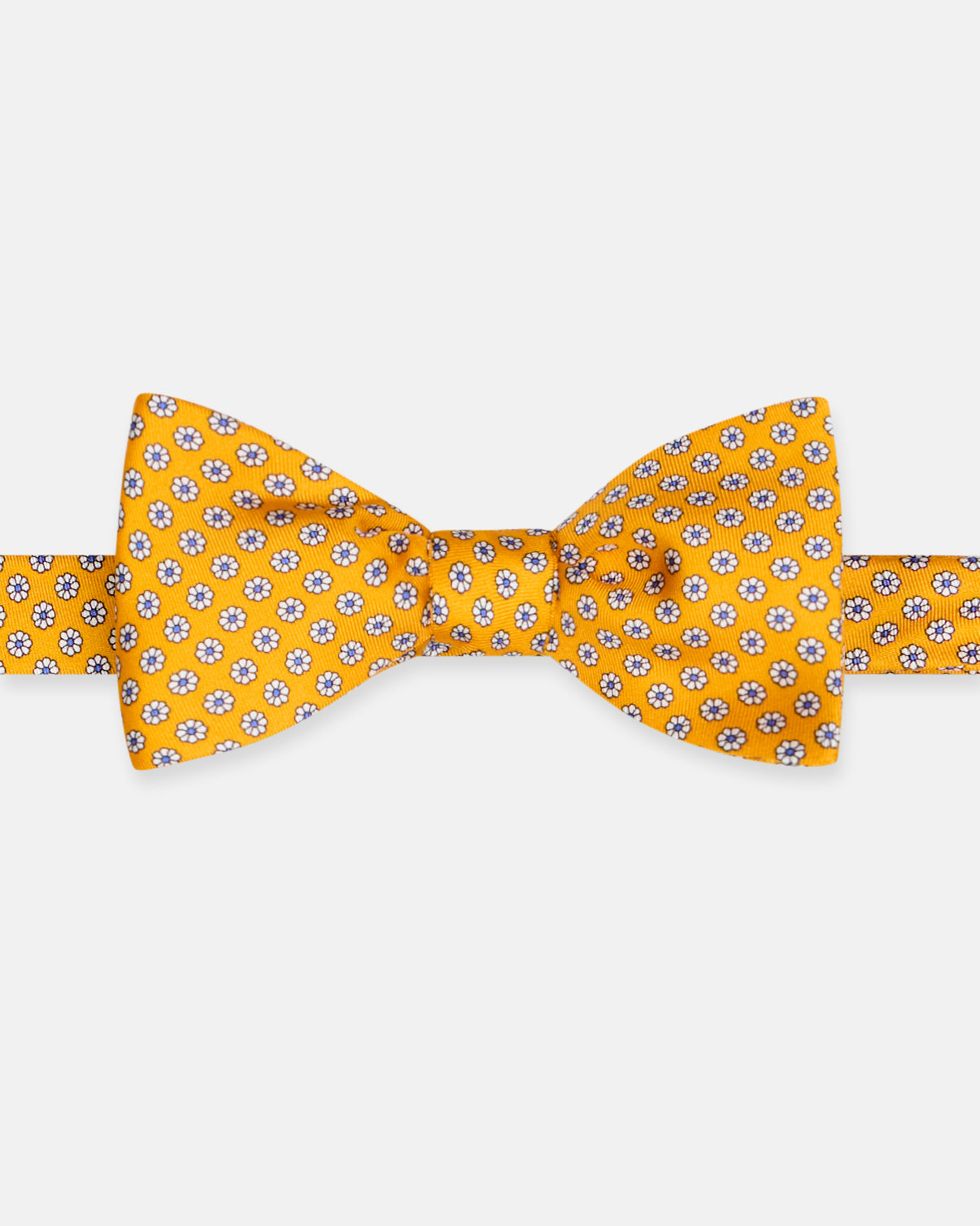 Made-in-England Gold Printed Foulard Silk Bow Tie