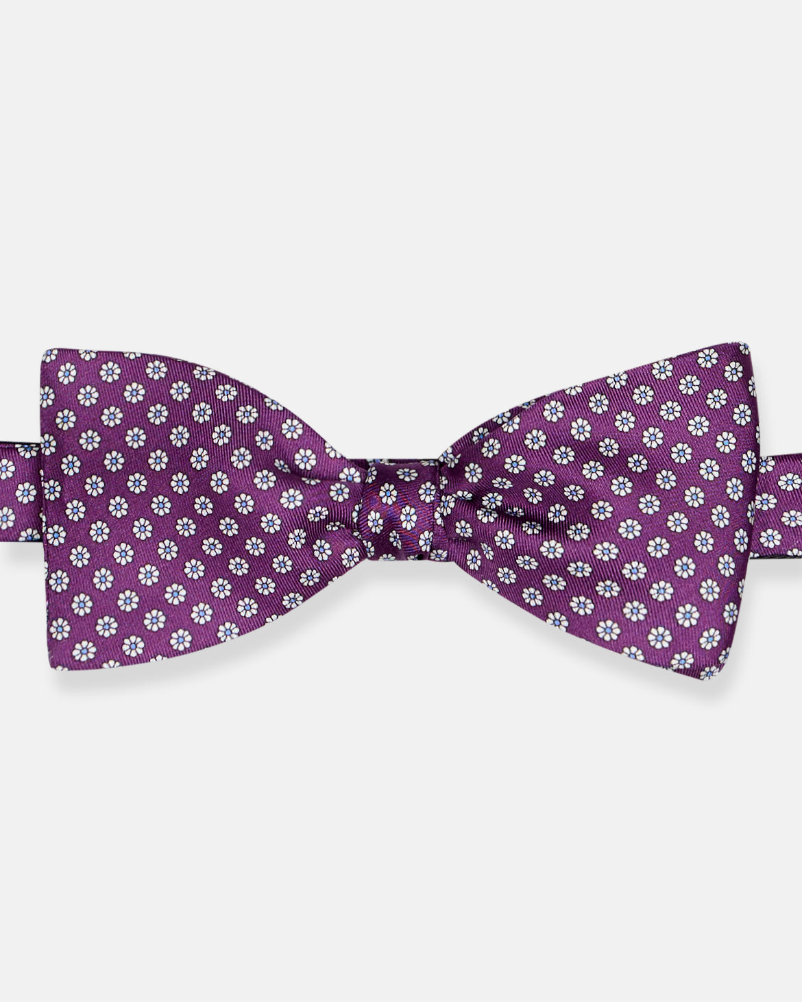 Made-in-England Purple Printed Foulard Silk Bow Tie