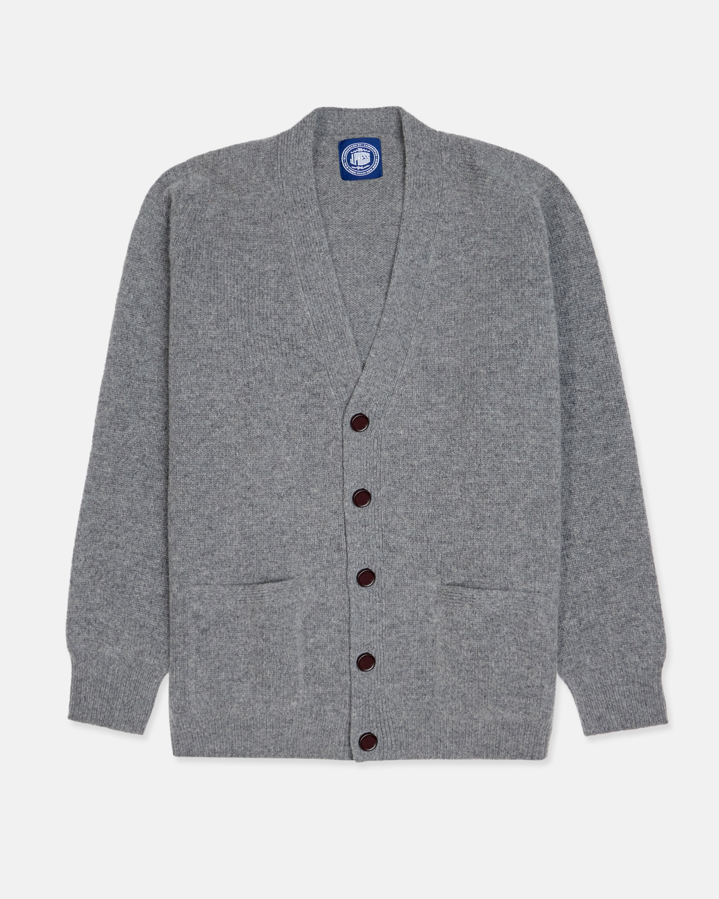 Heather Grey Lambswool Cardigan Sweater