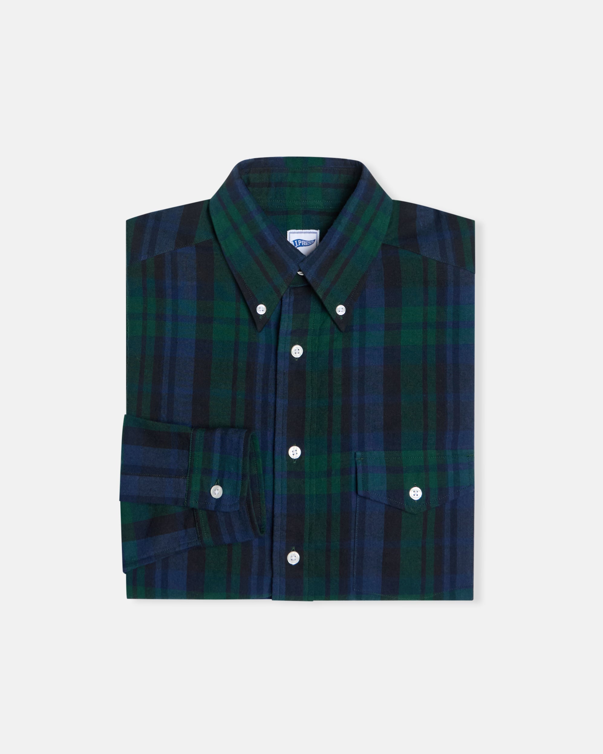 Blackwatch Tartan Cotton Flannel Sport Shirt - Trim Fit