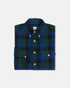 Green Plaid Cotton Flannel Sport Shirt - Trim Fit