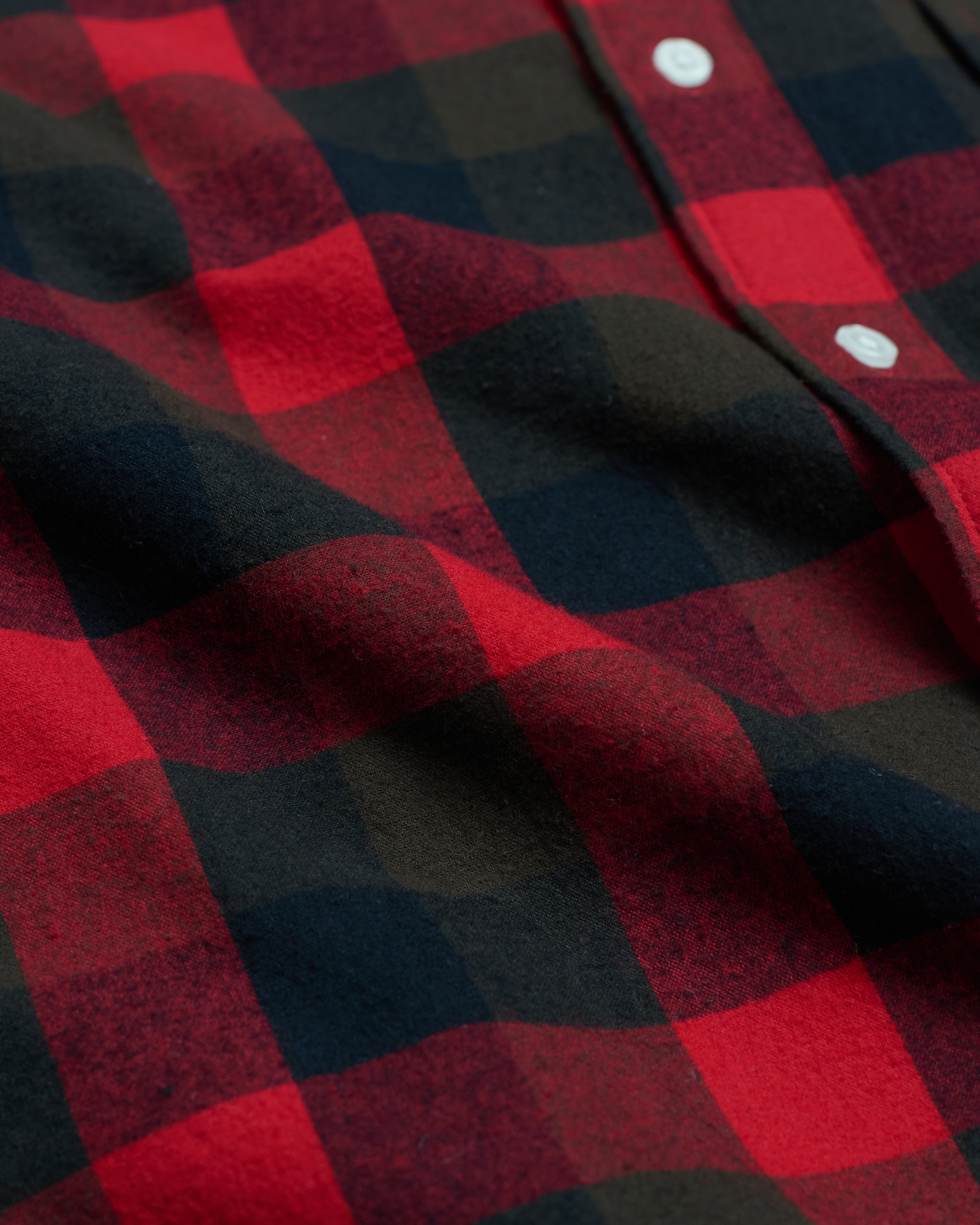 Red Plaid Cotton Flannel Sport Shirt - Trim Fit
