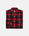 Red Plaid Cotton Flannel Sport Shirt - Trim Fit
