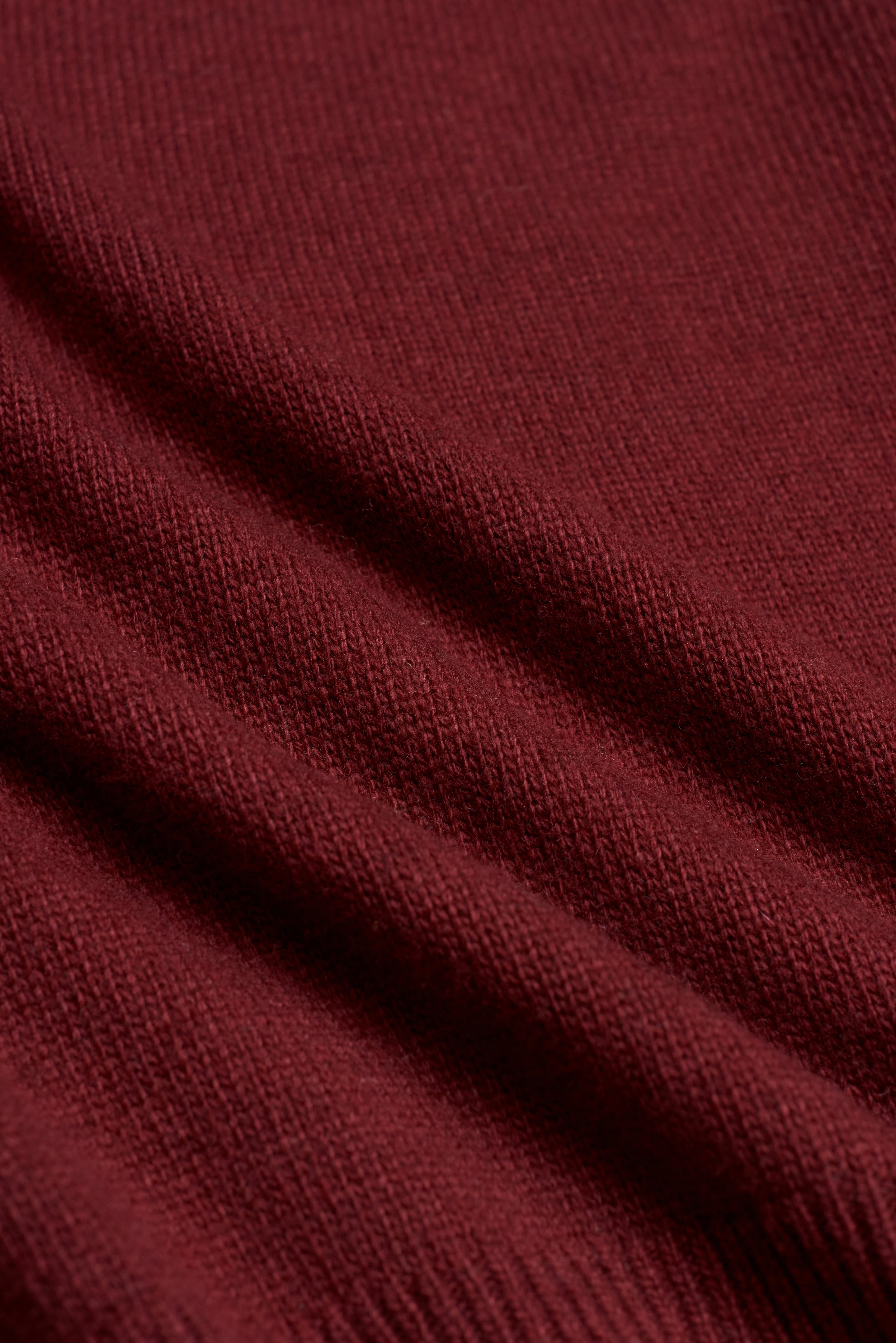 Burgundy Wool Sleeve Stripe V-Neck Sweater - Trim Fit
