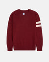Burgundy Wool Sleeve Stripe V-Neck Sweater - Trim Fit