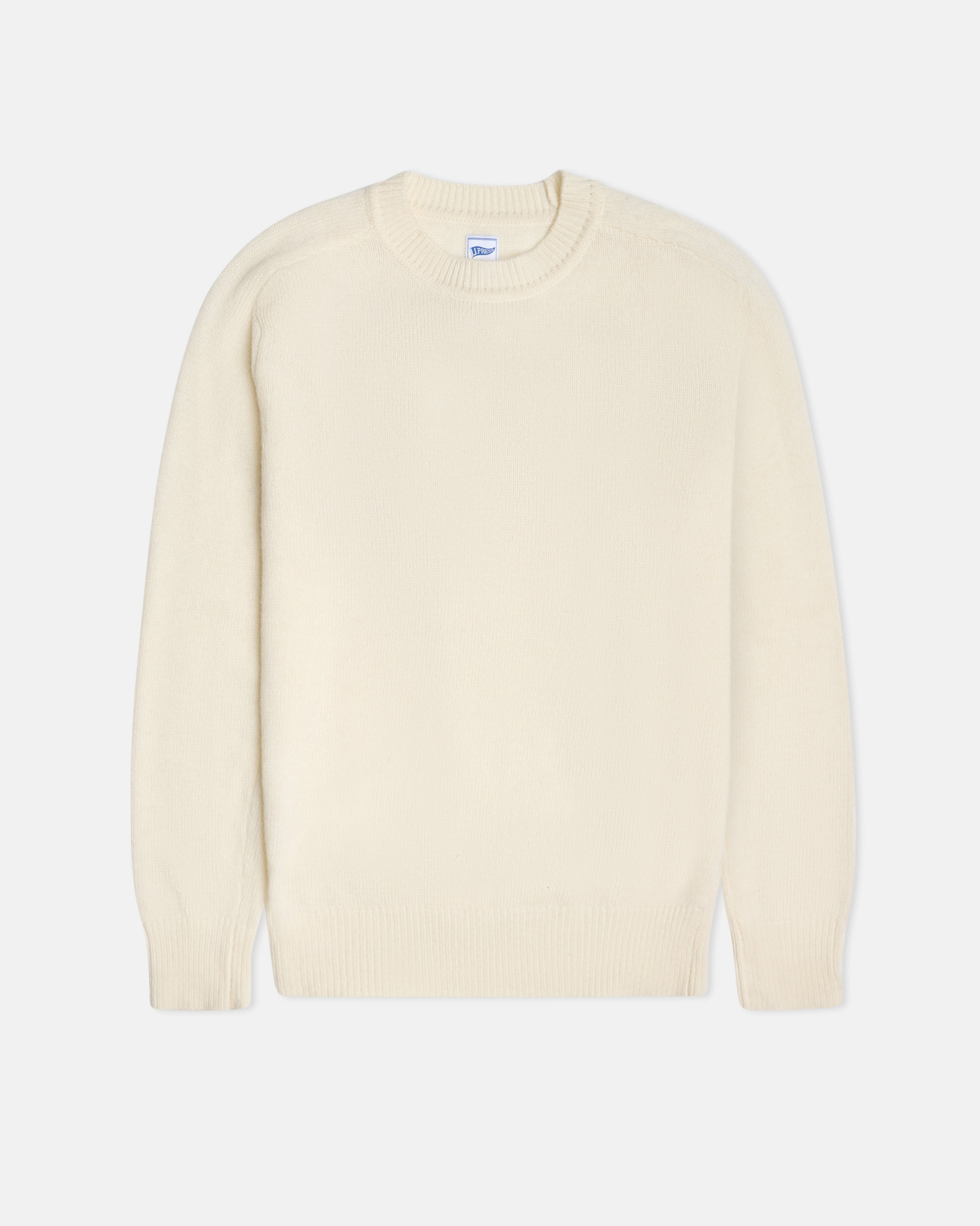 White Wool Crewneck Sweater - Trim Fit