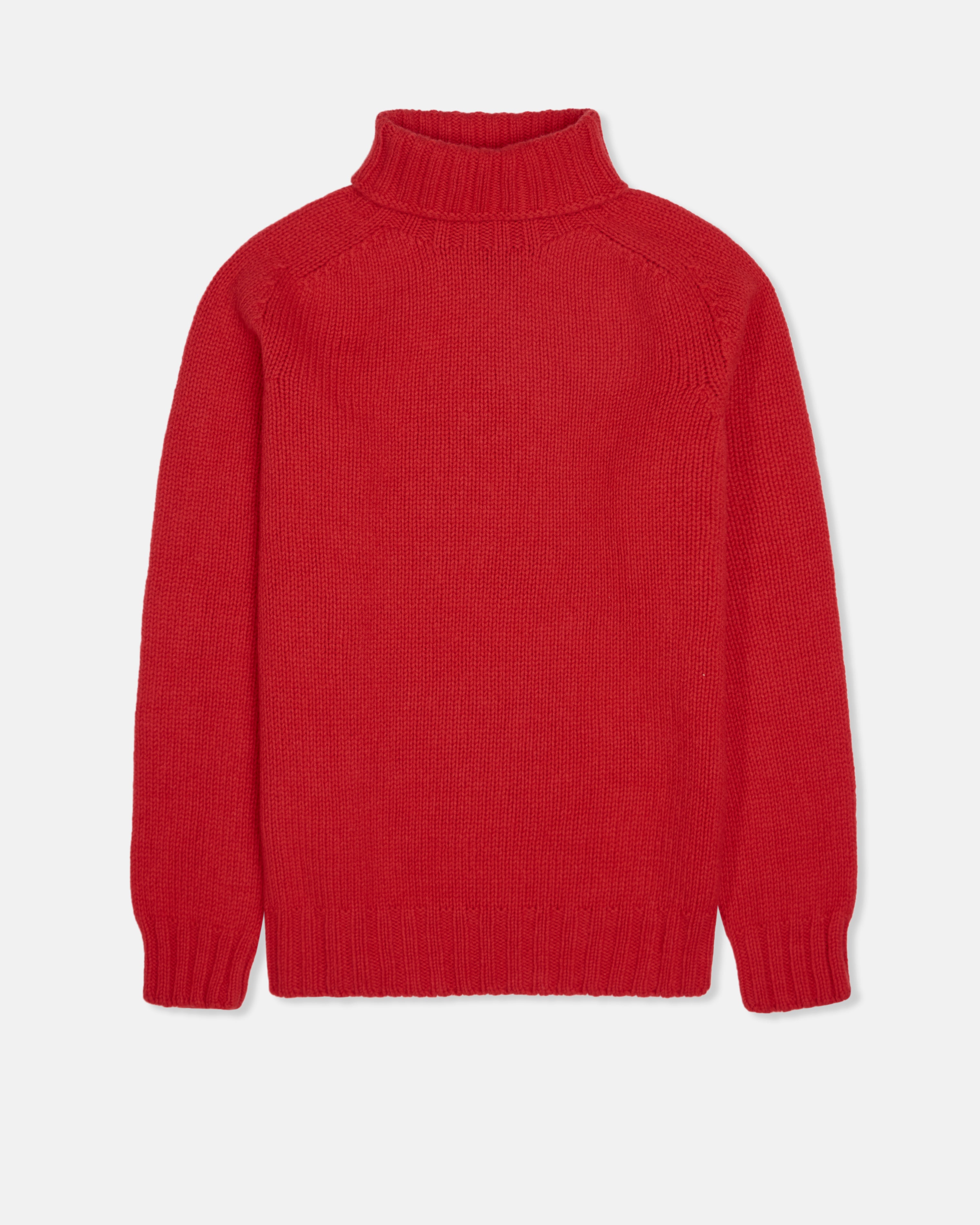 Made-in-Scotland Red Lambswool Turtleneck Sweater
