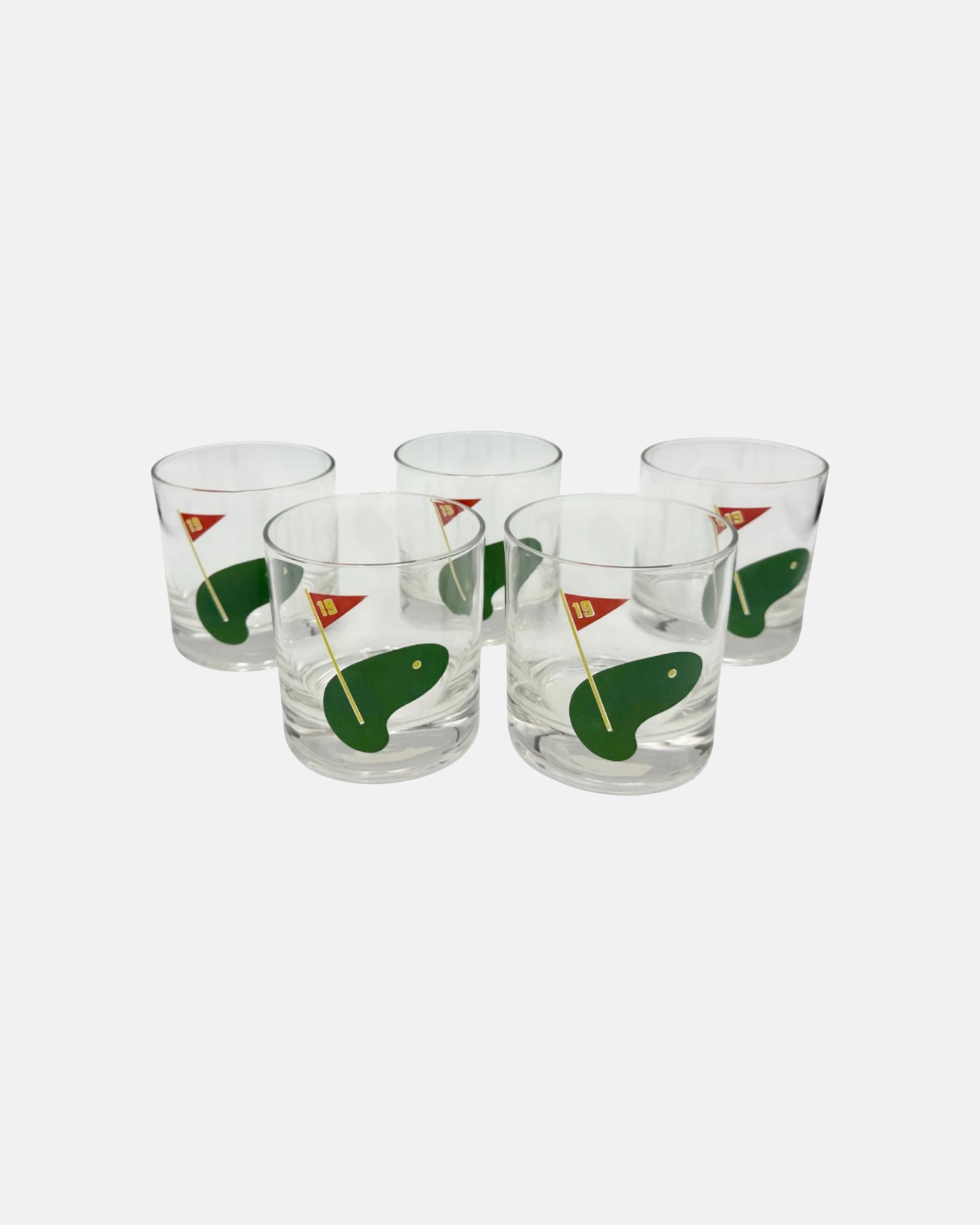 Vintage Set 5 Golf 19 Hole Cocktail Glasses