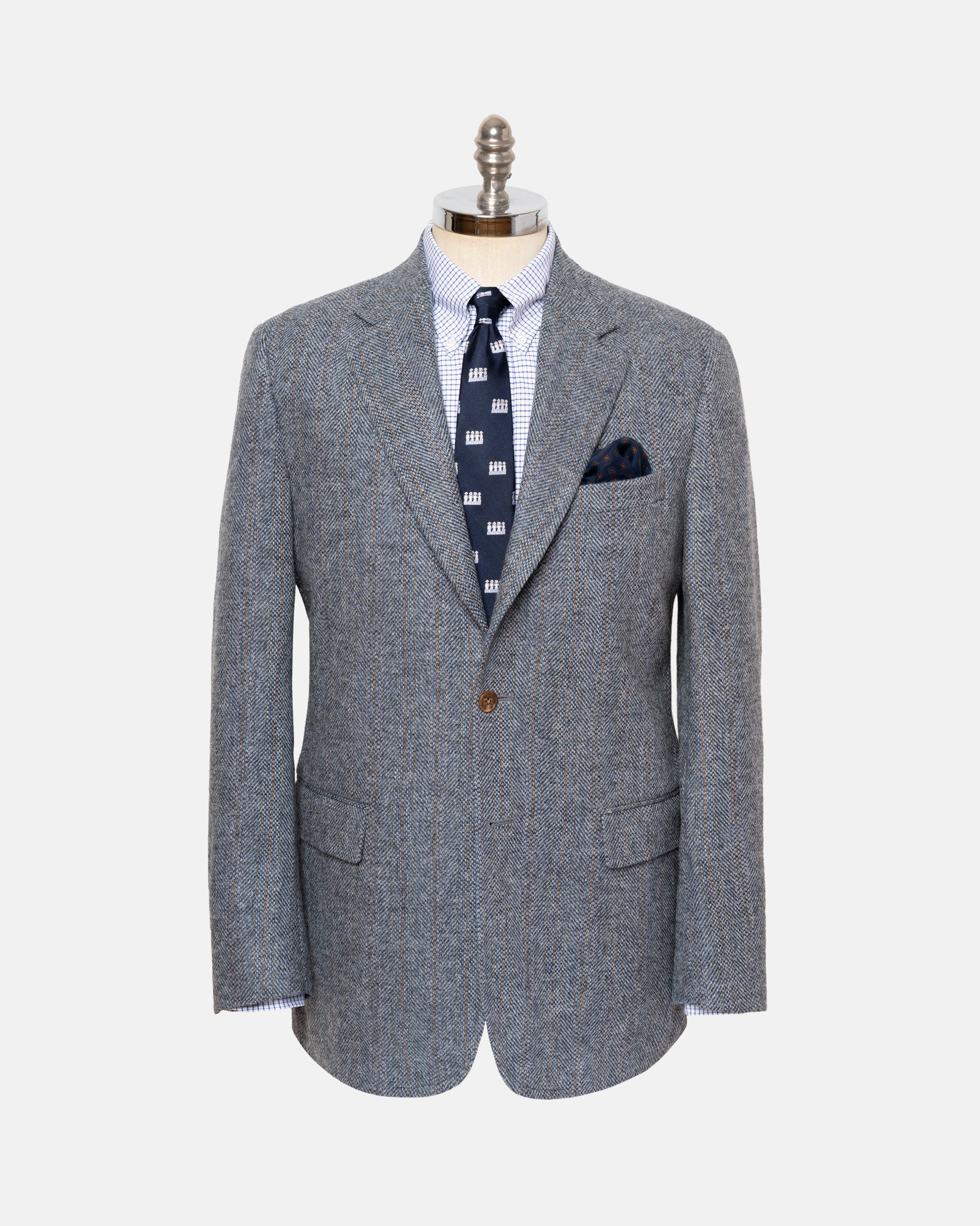 Made-in-Canada Grey Barleybone Stripe Irish Tweed Sport Coat