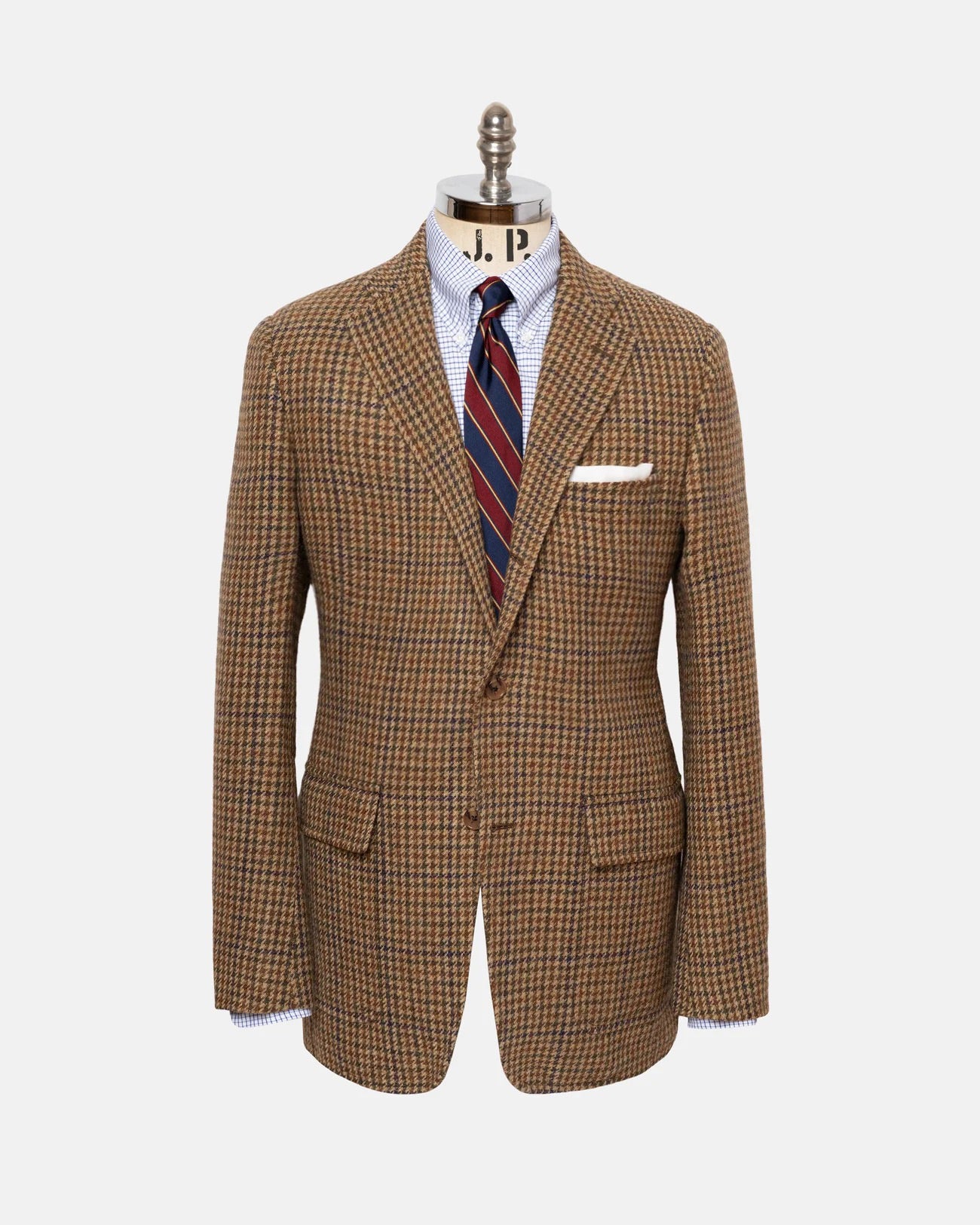 Made-in-USA Tan & Olive Houndstooth Donegal Mist Tweed Sport Coat