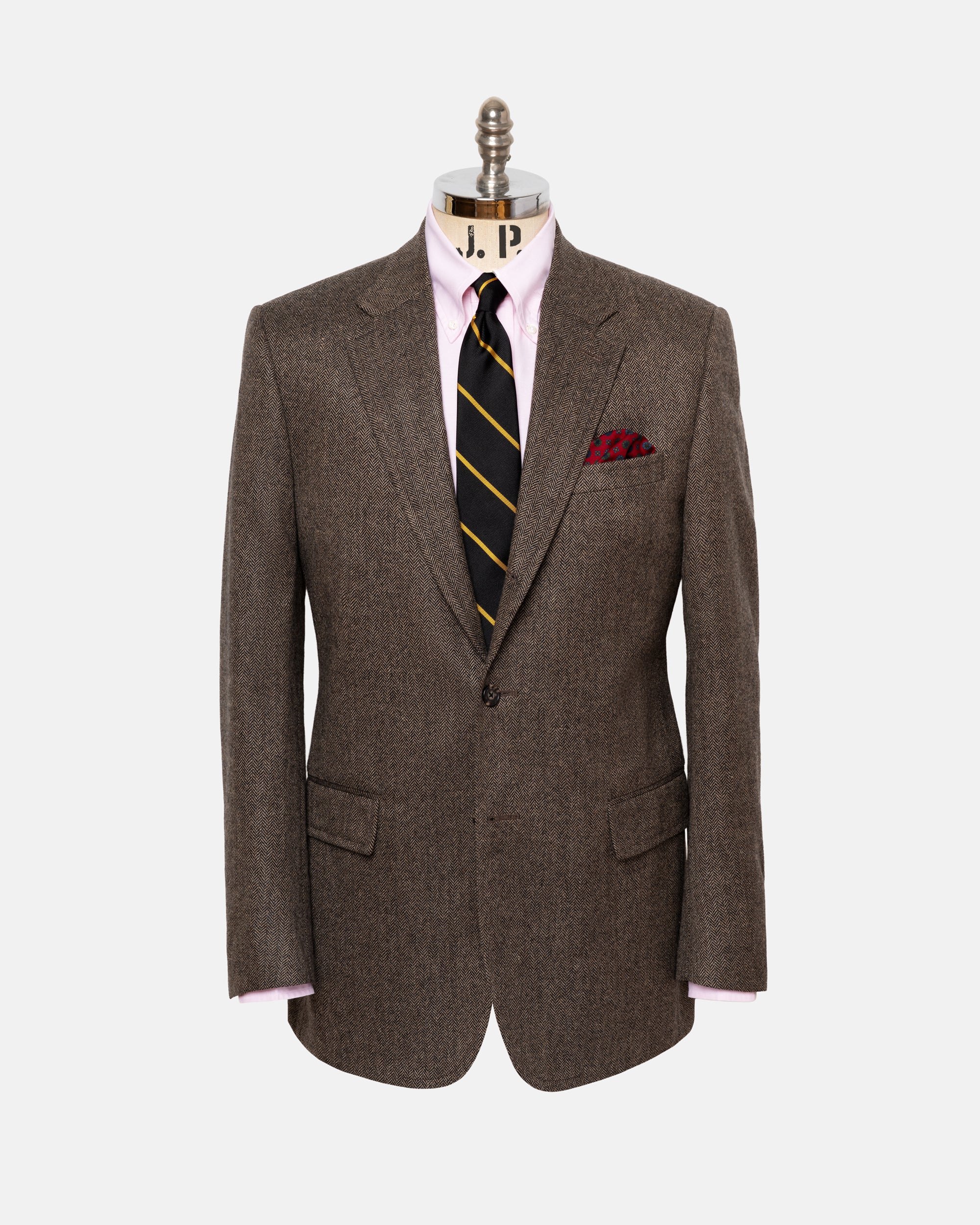Made-in-Canada Tan Herringbone Pure Cashmere Sport Coat