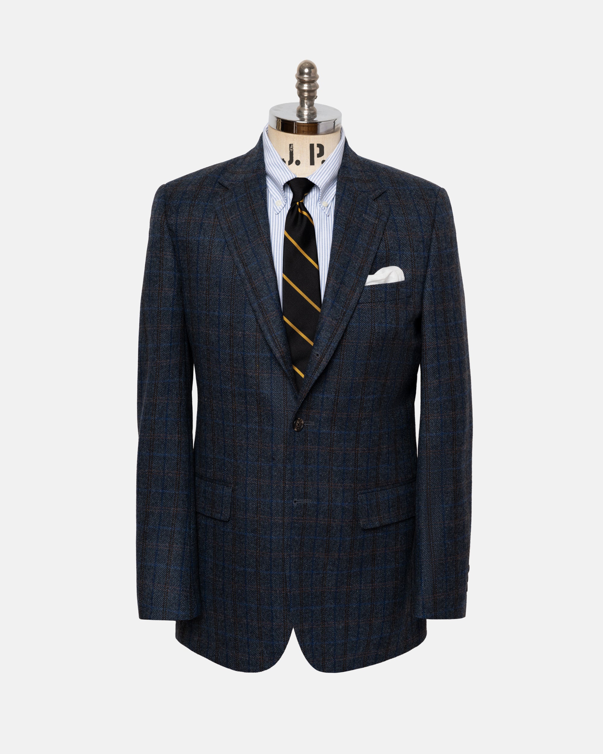 Made-in-Canada Blue & Black Herringbone with Windowpane Sport Coat