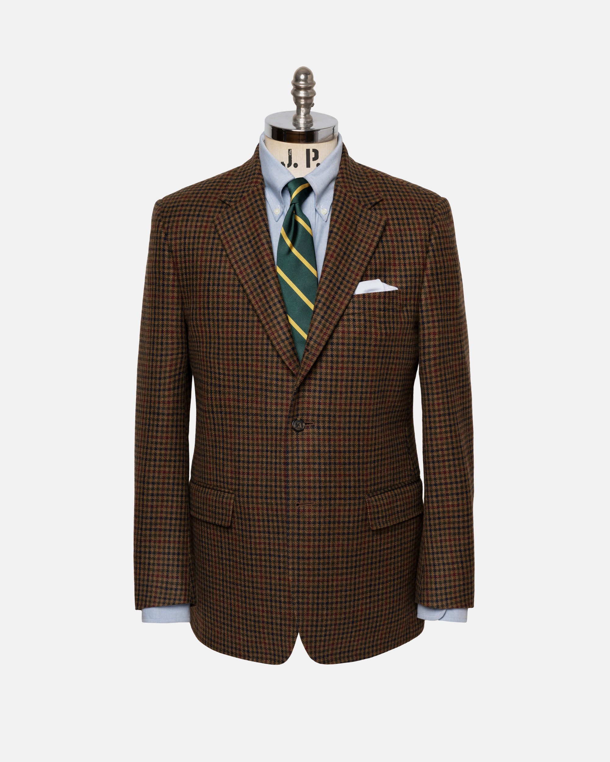Made-in-Canada Windowpane Olive Brown & Rust Pure Cashmere Sport Coat