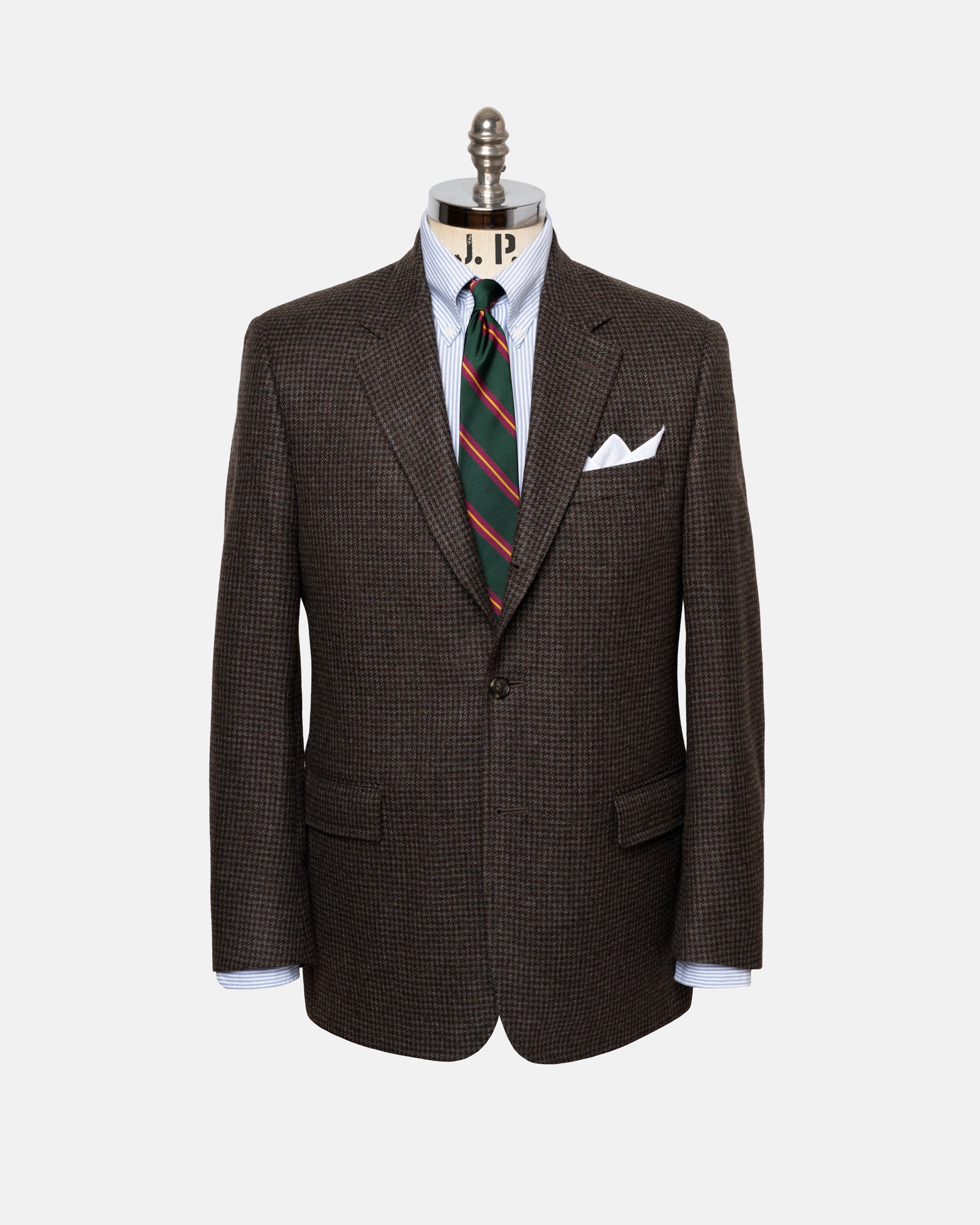 Made-in-Canada Grey & Brown Small Check Pure Cashmere Sport Coat