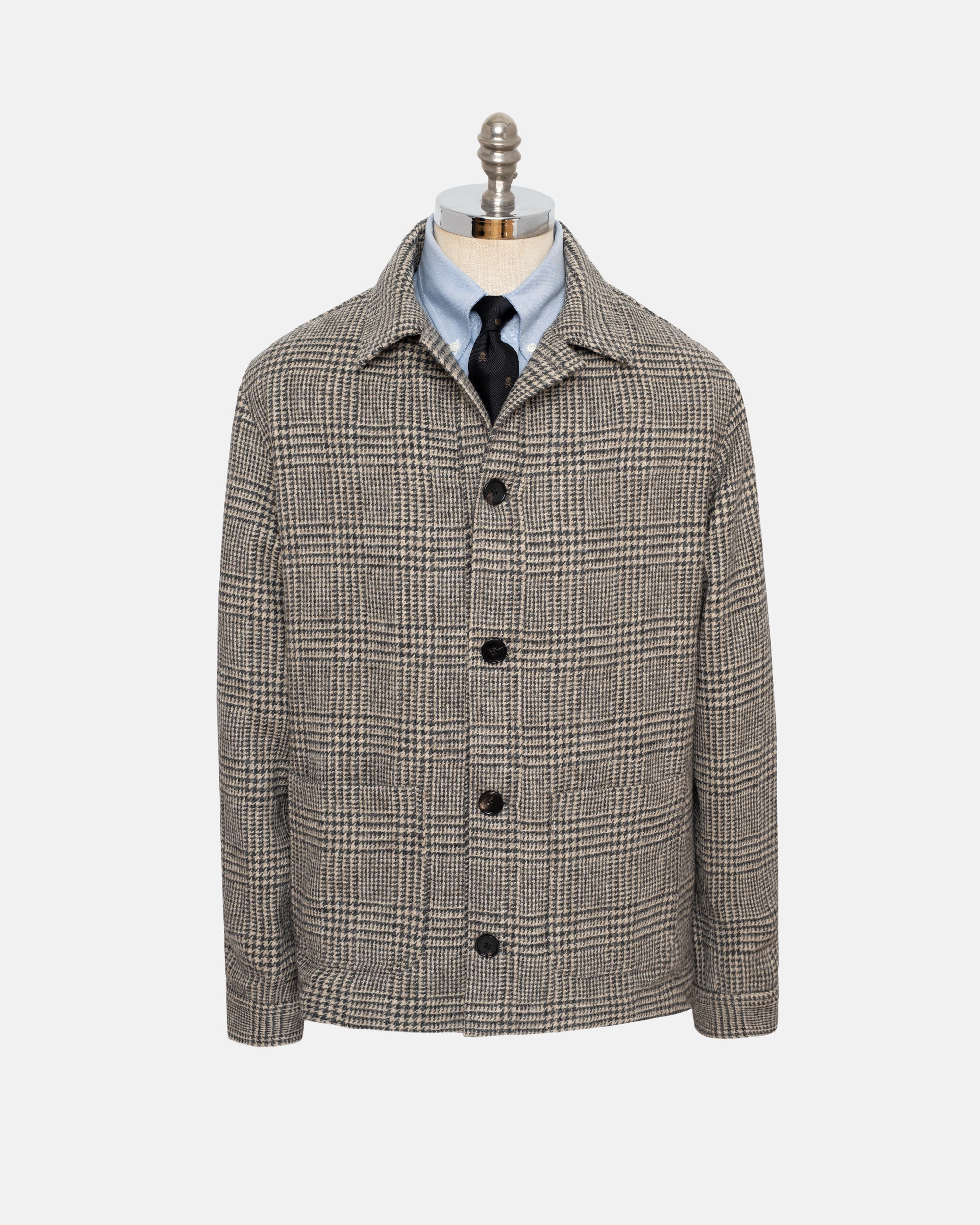 Made-in-England Black & Cream Cheviot Tweed Chore Coat