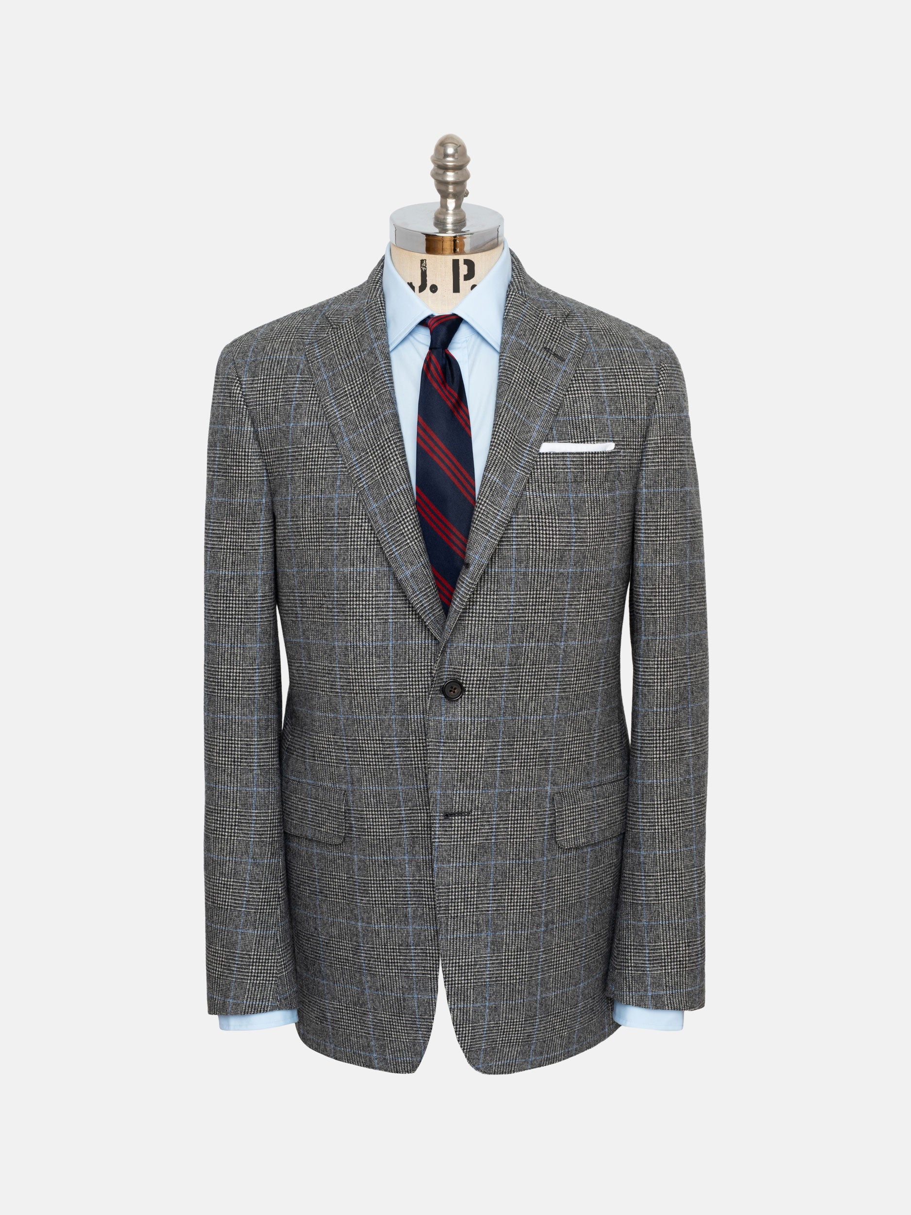 Made-in-USA Black & White Prince-of-Wales Fox Flannel Suit