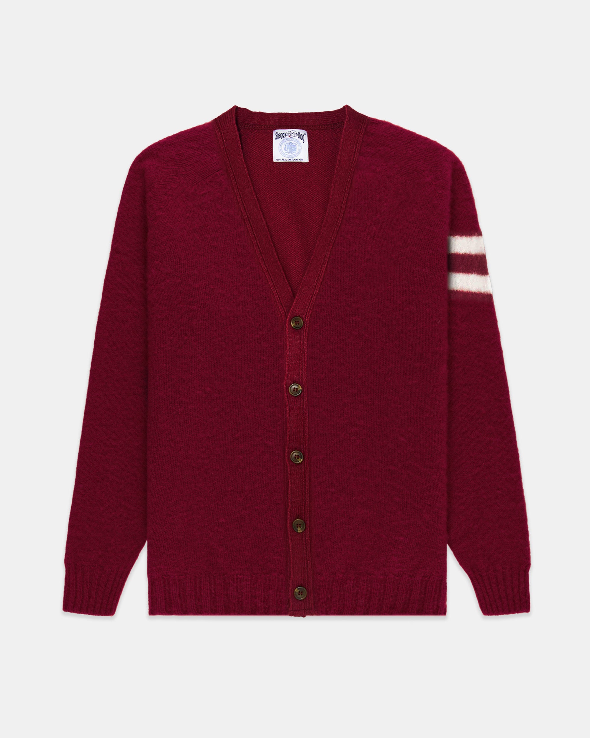 Made-in-Scotland Crimson Shaggy Dog University Cardigan