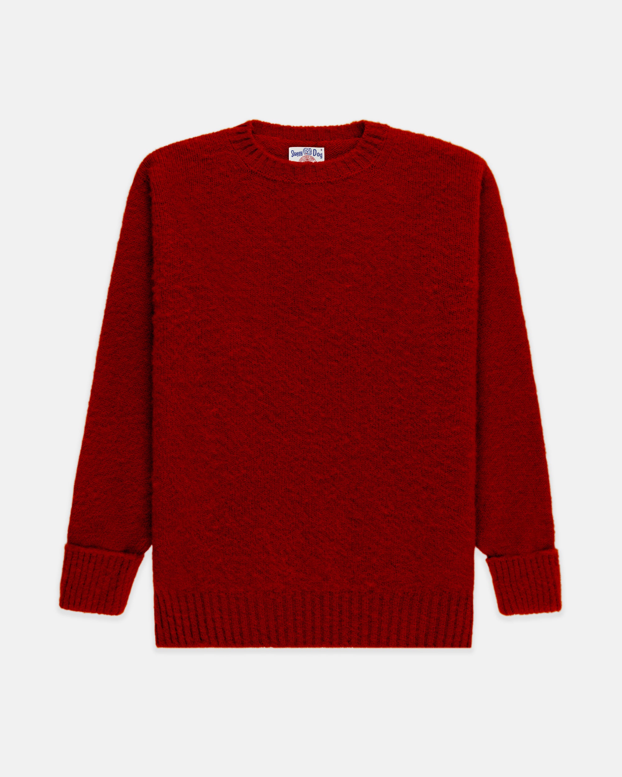 Made-in-Scotland Dark Red Shaggy Dog Sweater - Classic Fit