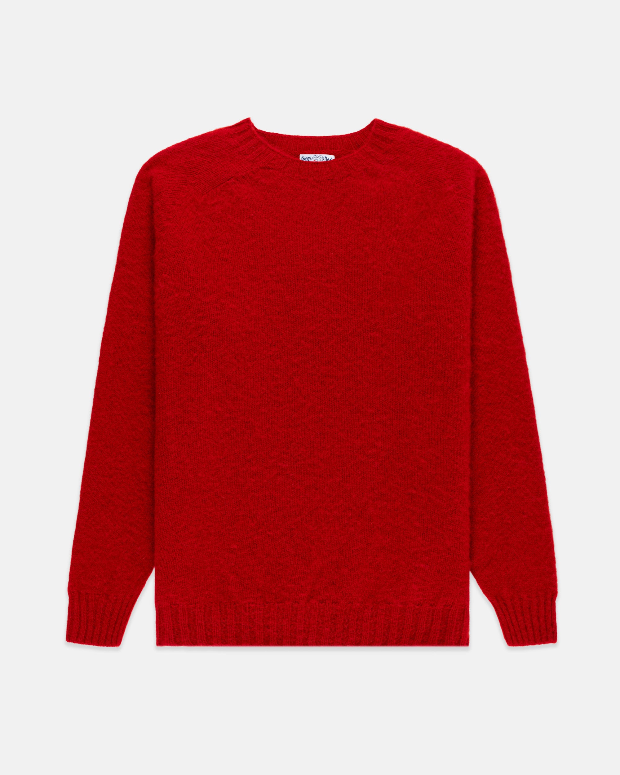 Made-in-Scotland Red Shaggy Dog Sweater  - Trim Fit