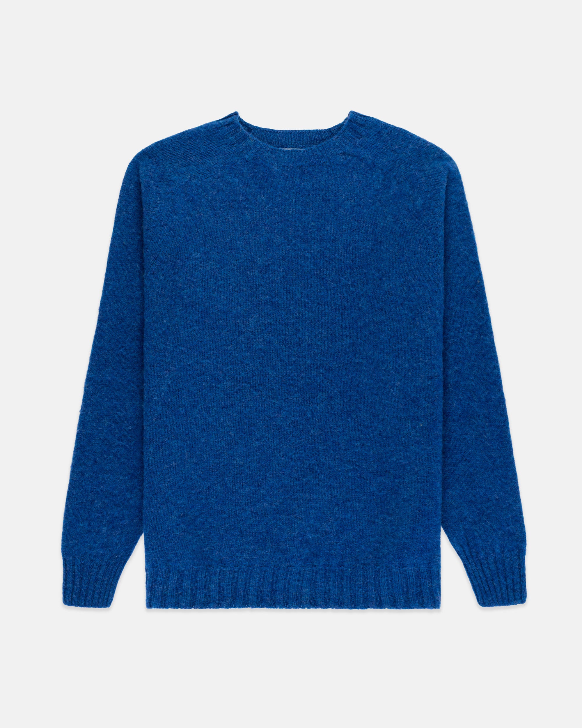 Made-in-Scotland Medium Blue Shaggy Dog Sweater  - Trim Fit