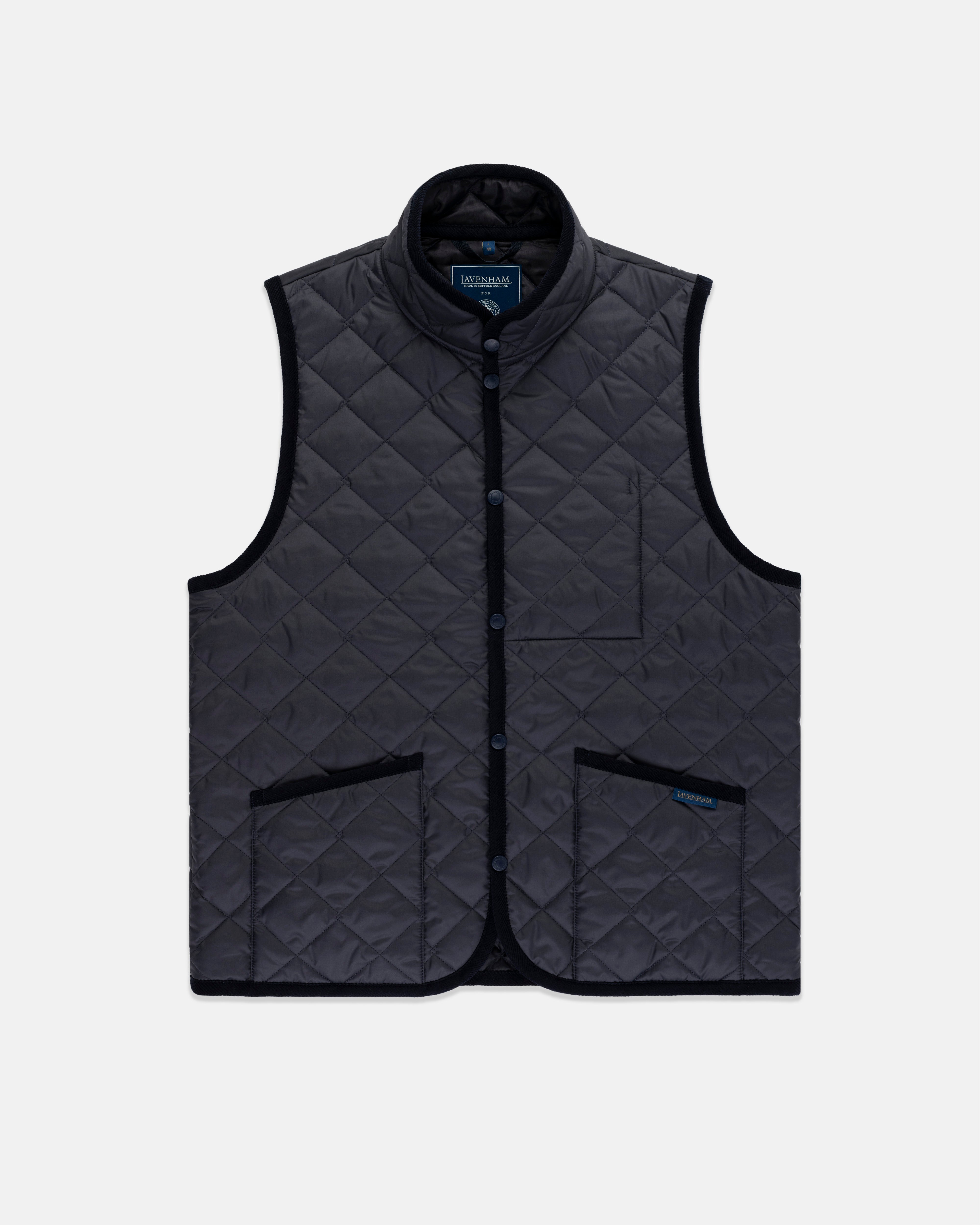LAVENHAM NAVY ベスト 38 Made-in-England Lavenham Navy Mickfield Quilted Gilet