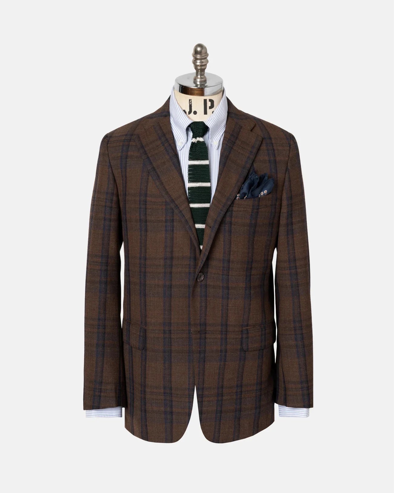 Brown & Navy Windowpane Fox Air Wool Sport Coat | J. PRESS