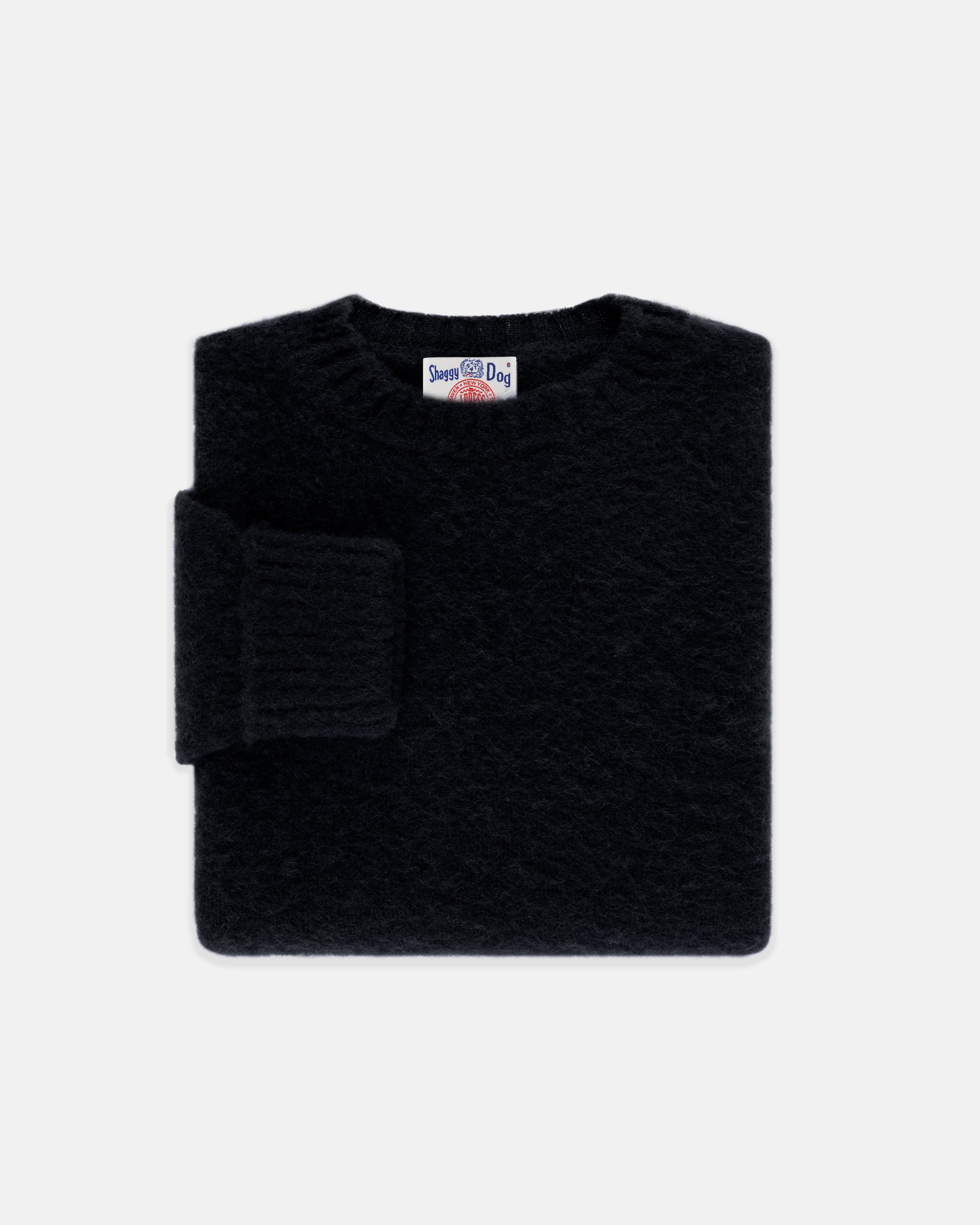 Made-in-Scotland Black Shaggy Dog Sweater - Classic Fit