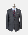 Made-in-USA Medium Grey Shadow Plaid Super 12Os Wool Suit