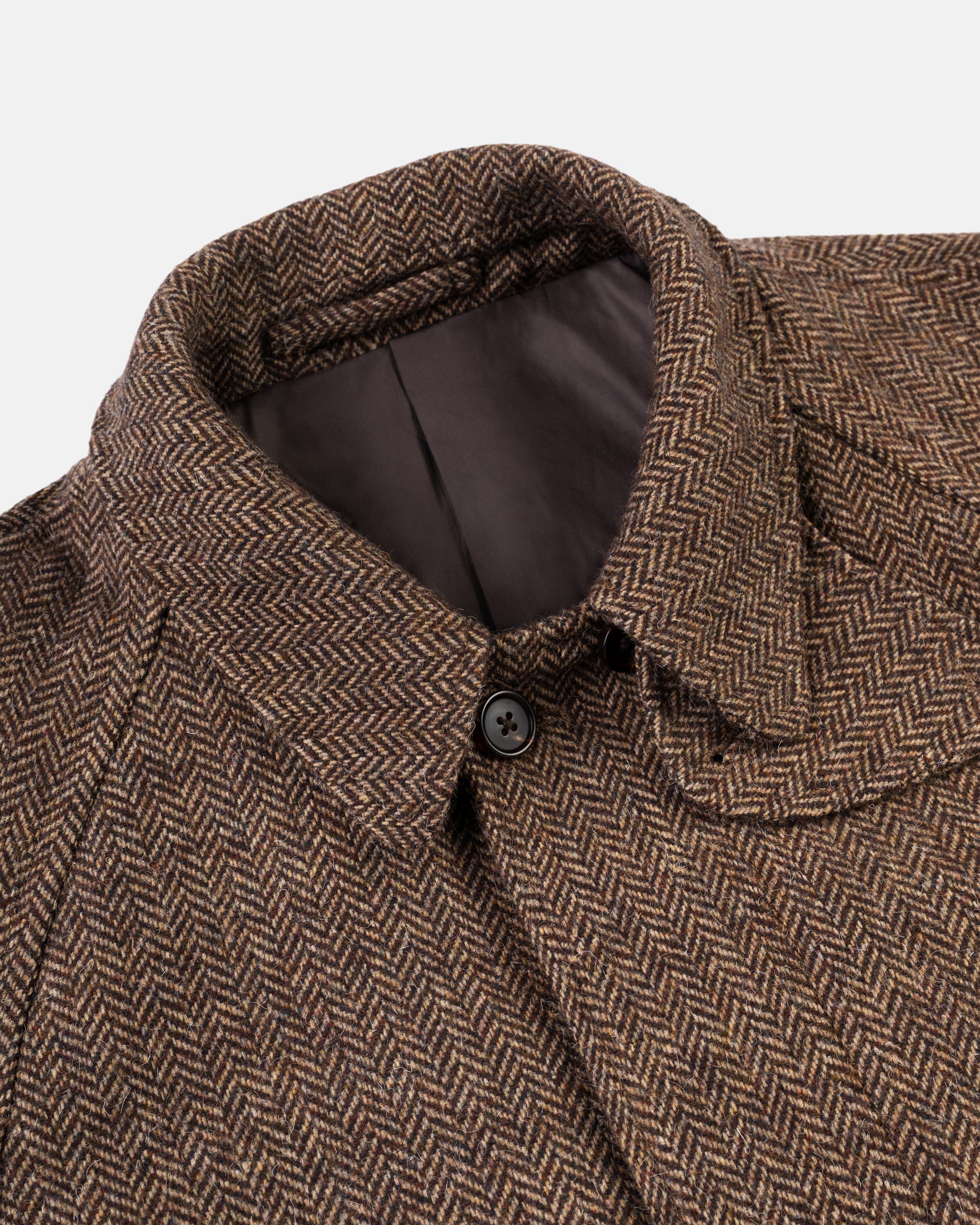 Brown Herringbone British Tweed Balmacaan