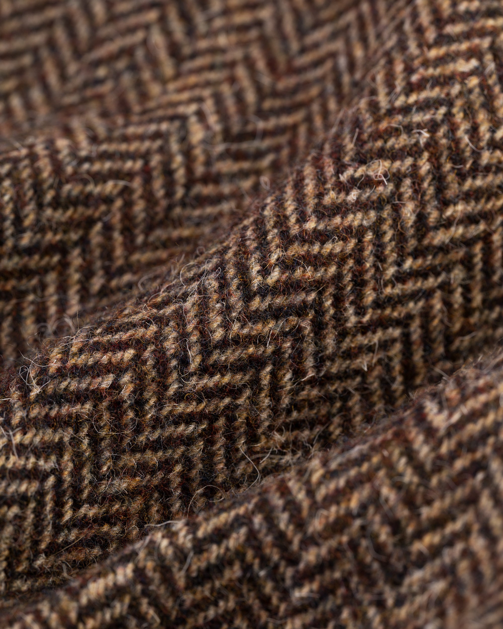 Brown Herringbone British Tweed Balmacaan