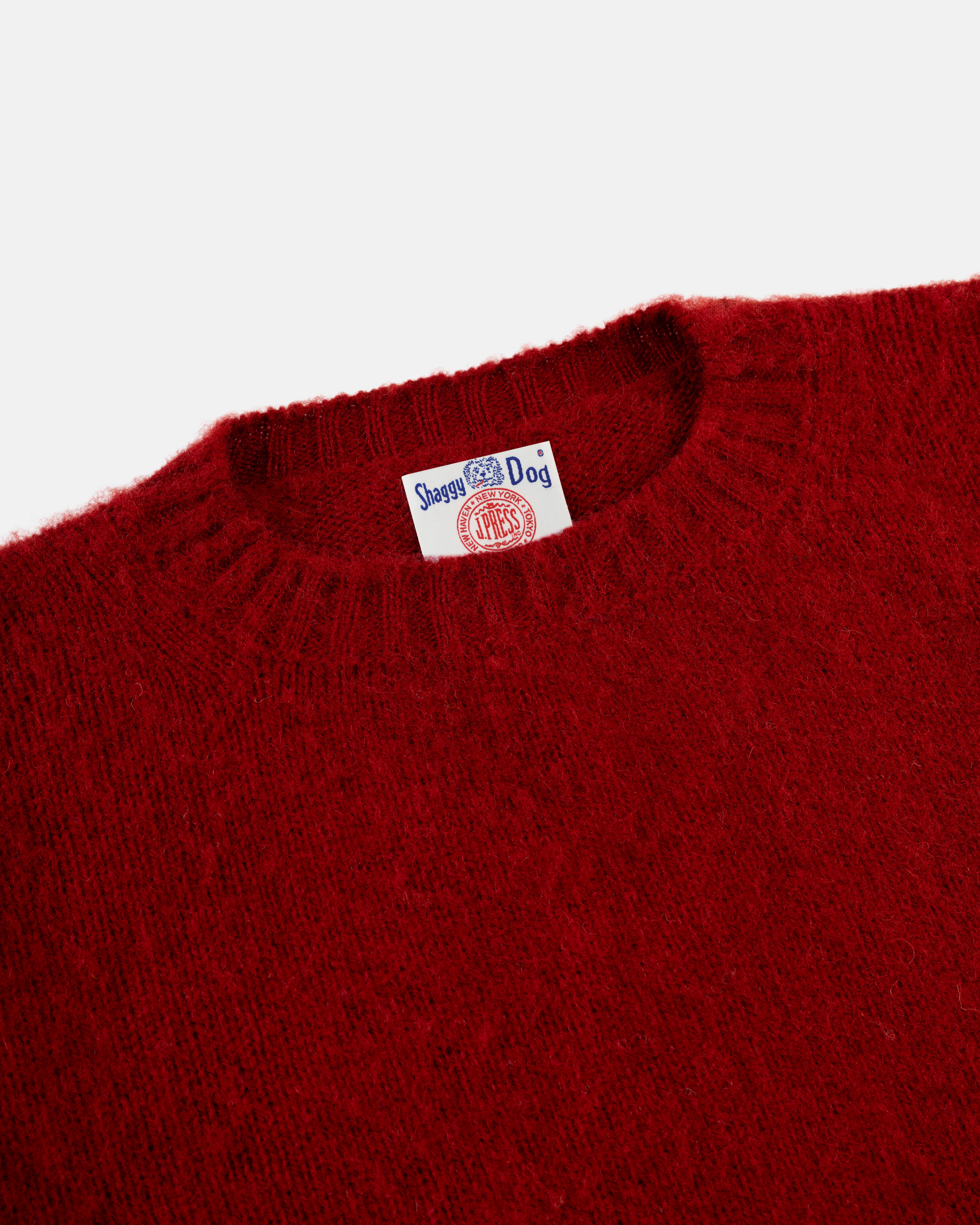 Made-in-Scotland Dark Red Shaggy Dog Sweater - Classic Fit
