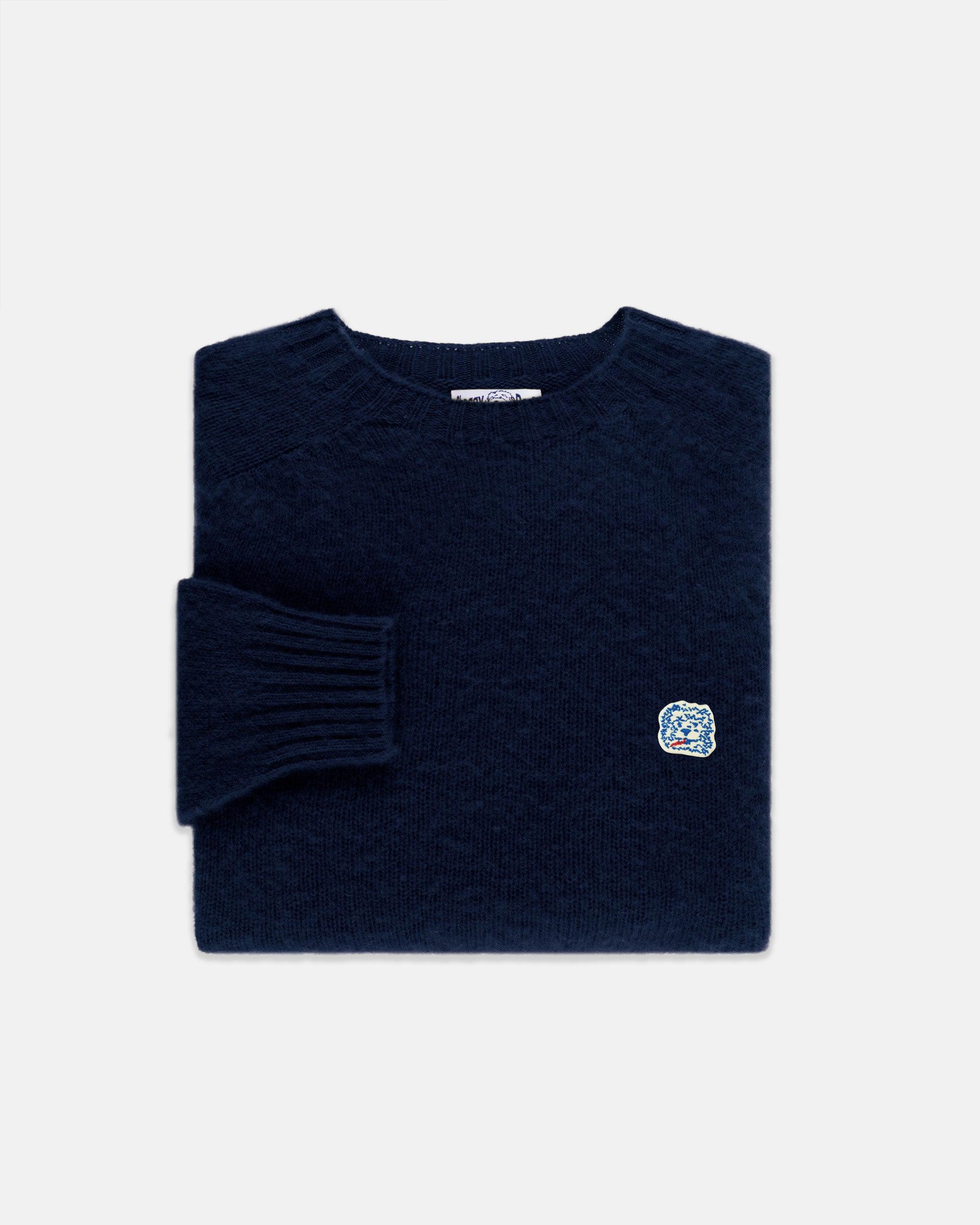 Made-in-Scotland Navy Shaggy Dog Icon Sweater  - Trim Fit