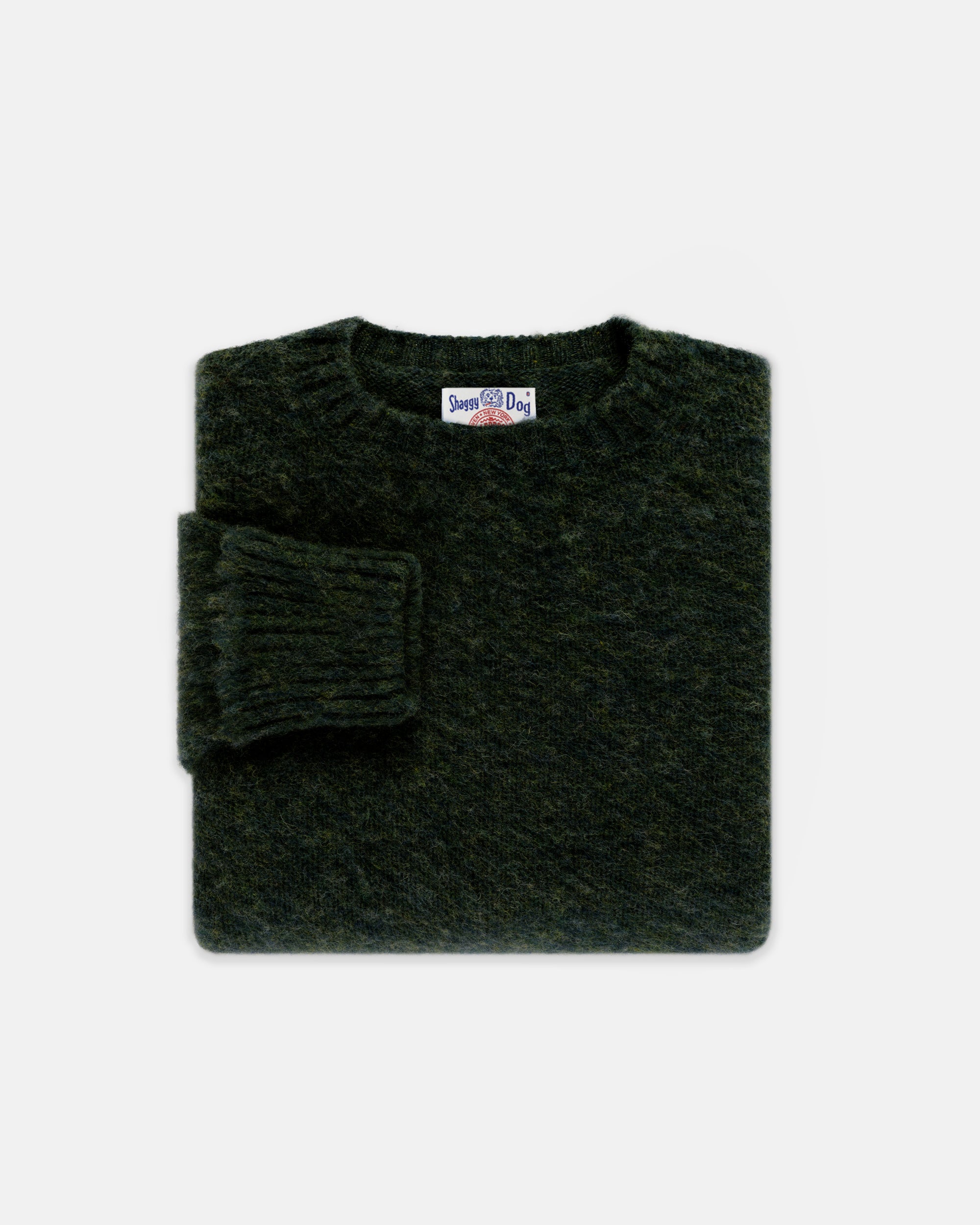 Made-in-Scotland Dark Green Marl Shaggy Dog Sweater - Classic Fit