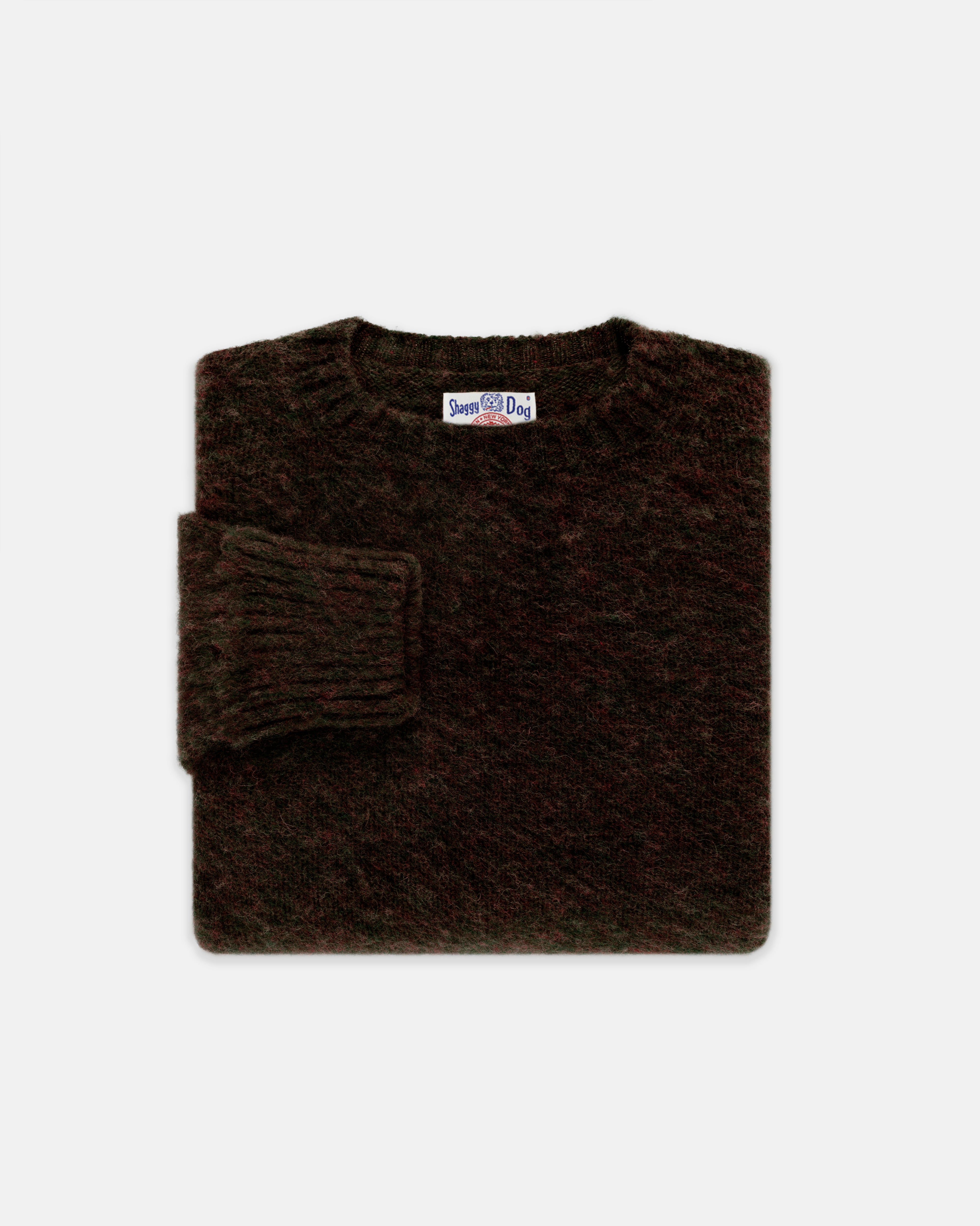 Made-in-Scotland Dark Brown Mix Shaggy Dog Sweater - Classic Fit