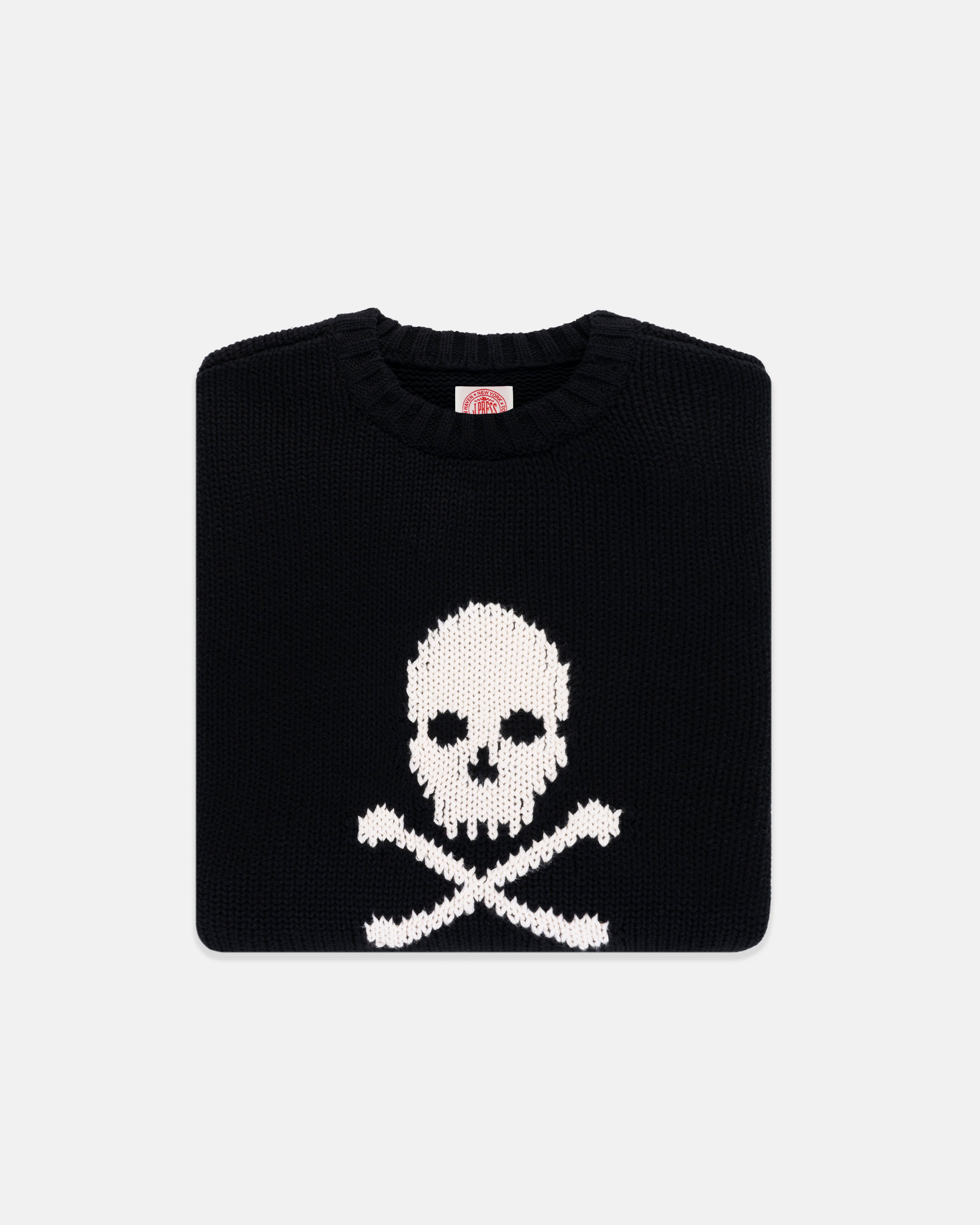 Skull & Bones Intarsia Knit Cotton Sweater