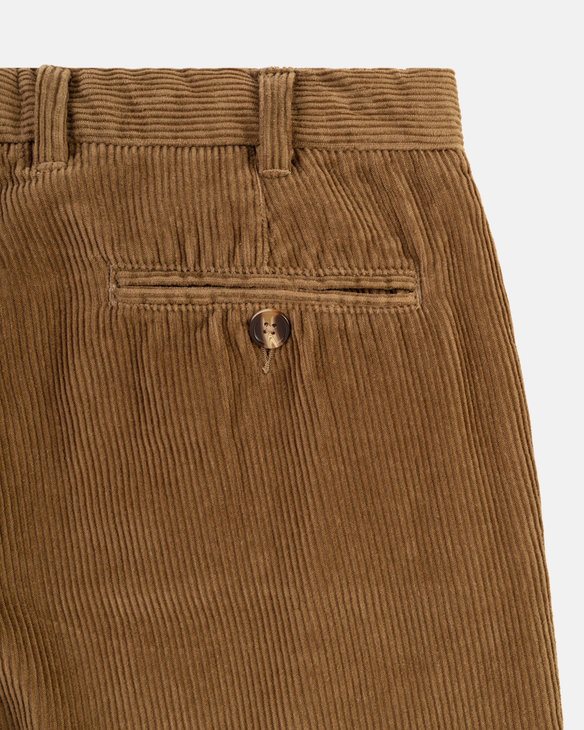 Solid Tan Wide Wale Corduroy Trouser - Trim Fit