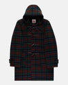 Made-in-England Black, Green, Blue & Red Tartan Classic Morris Duffle Coat