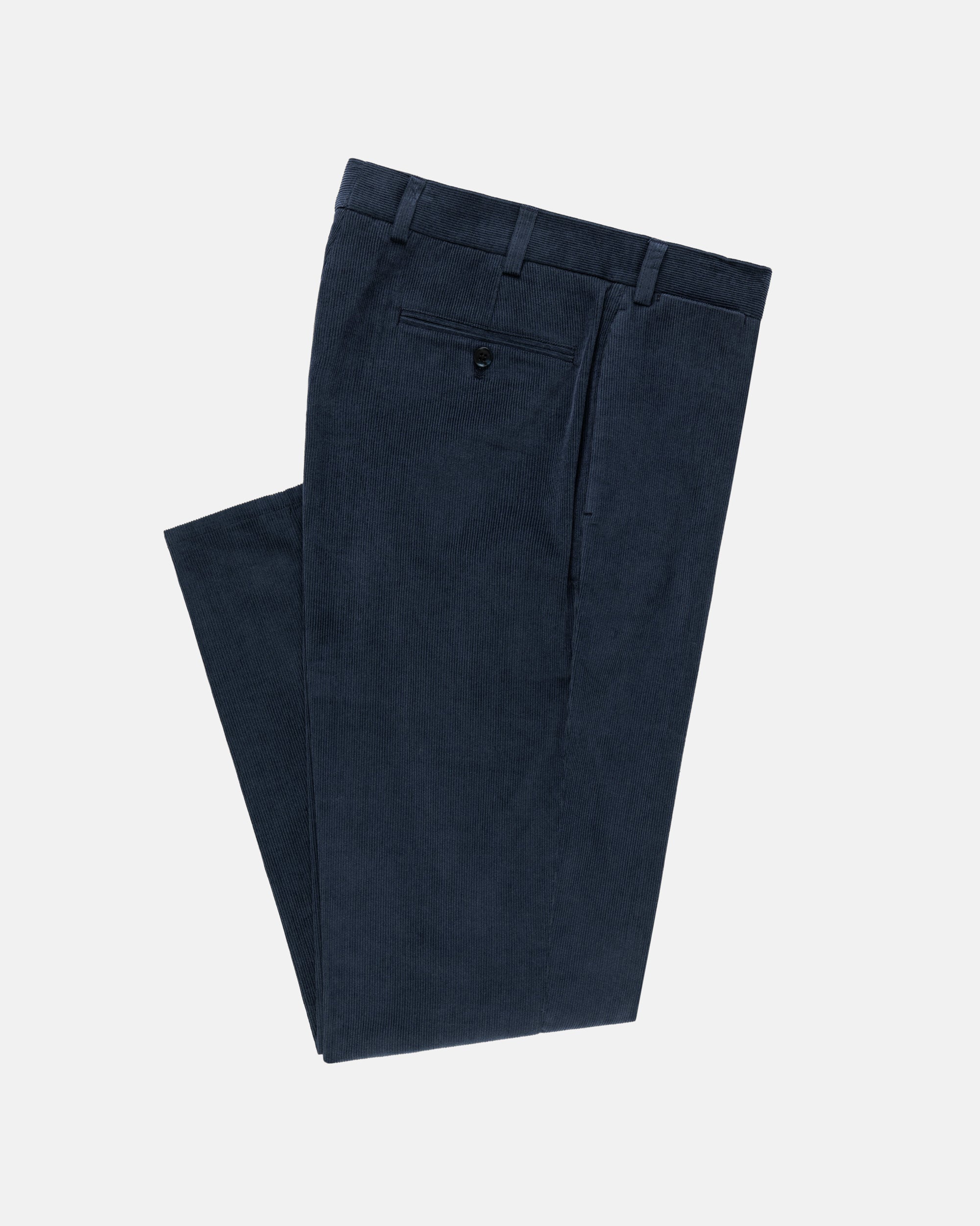 Solid Navy Narrow Wale Corduroy Trouser
