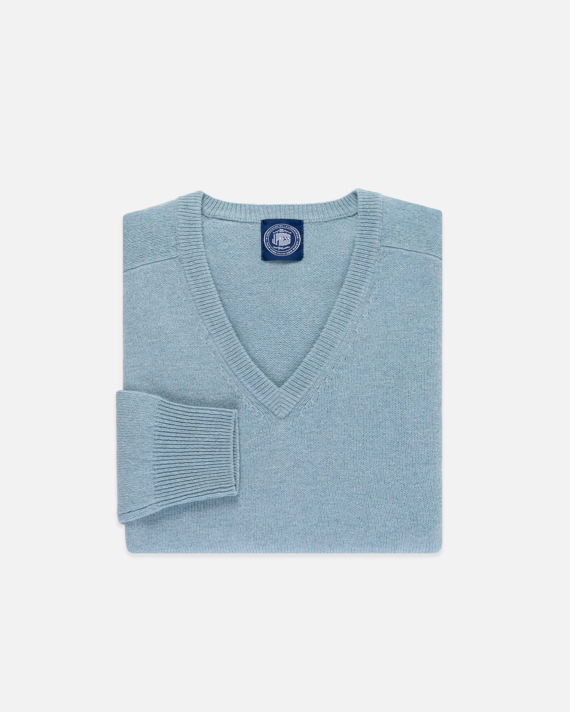 Light Blue Lambswool V-neck Sweater