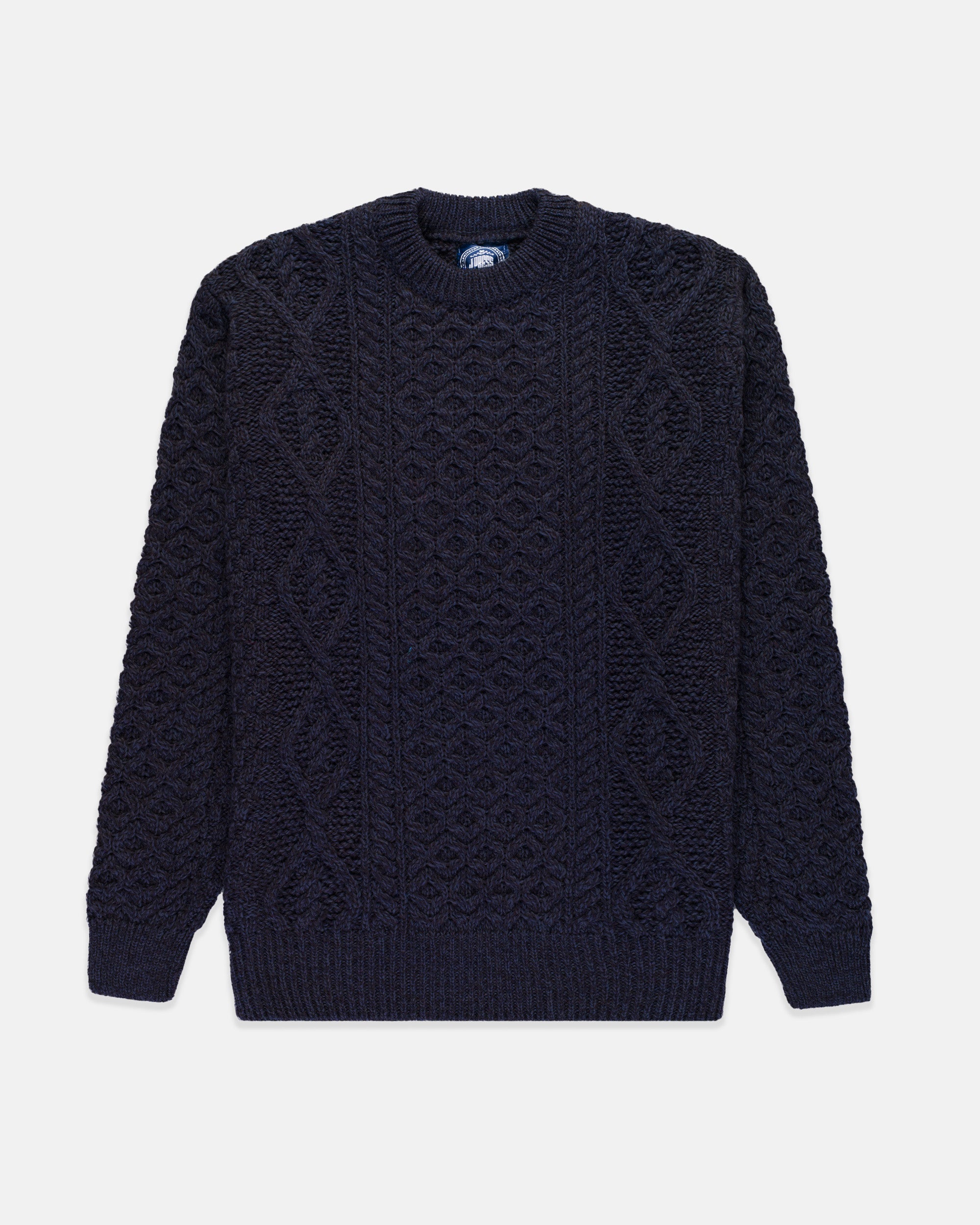 Made-in-Ireland Navy Aran Fisherman's Sweater | Men's Sweaters - J