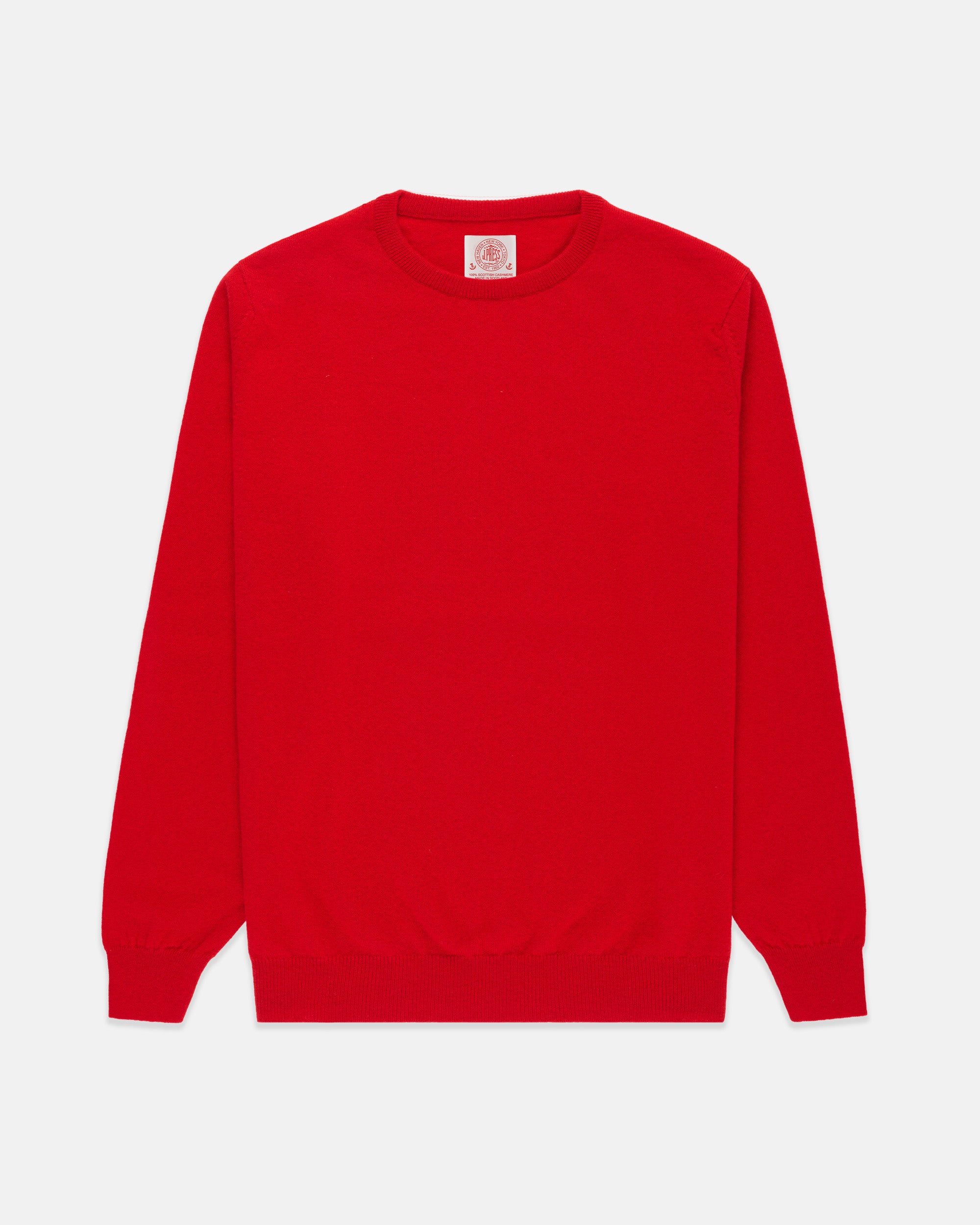 Made-in-Scotland Red Cashmere Crewneck Sweater