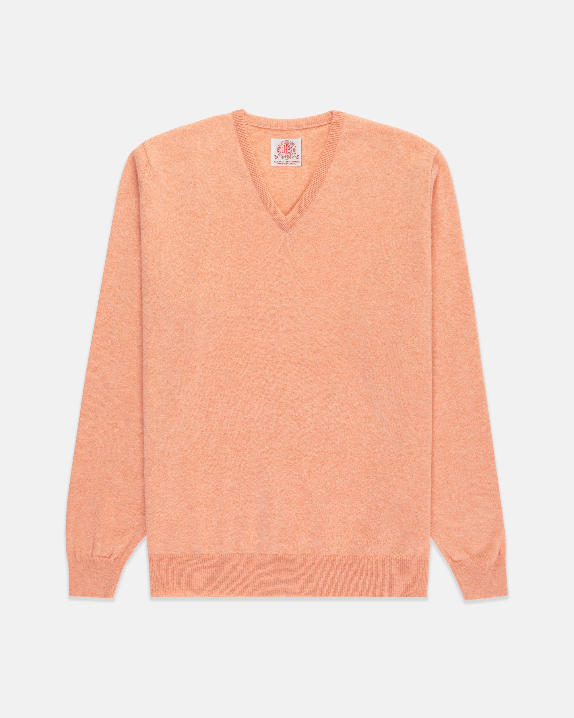 Made-in-Scotland Salmon Cashmere V-neck Sweater