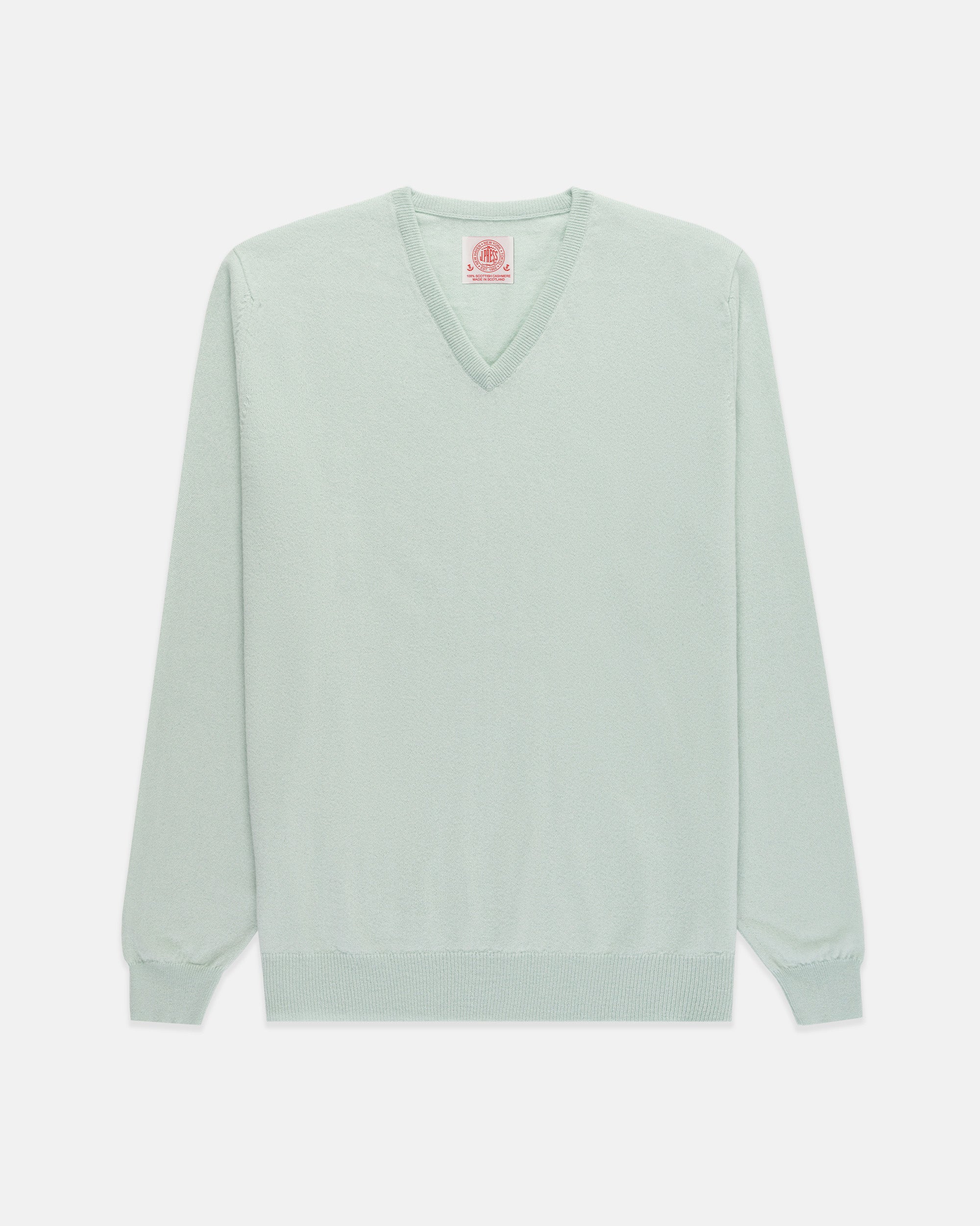 Made-in-Scotland Eton Blue Cashmere V-neck Sweater